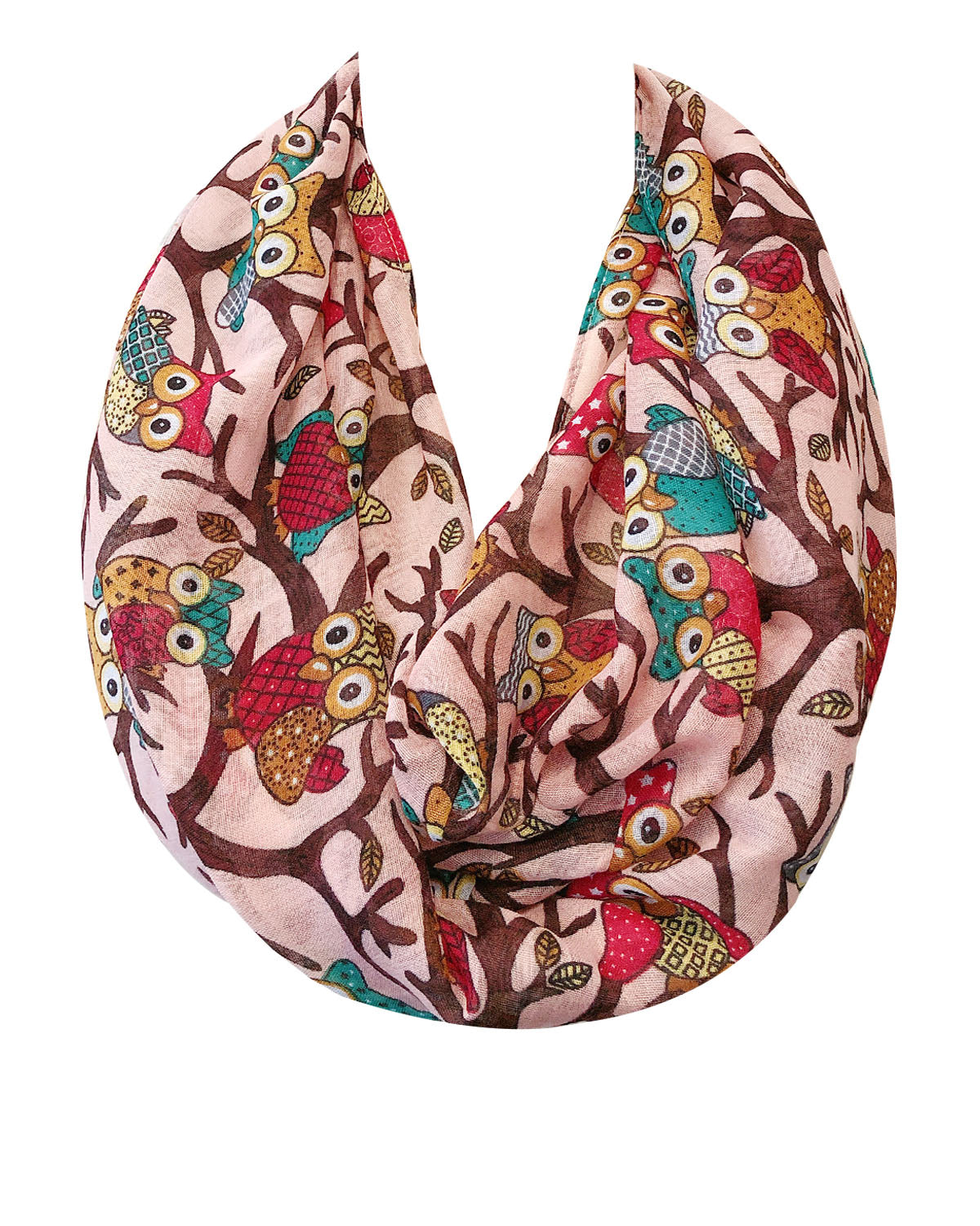Wrapables Lightweight Forest Animal Infinity Scarf, Fox, Owl, Moose Print Scarf