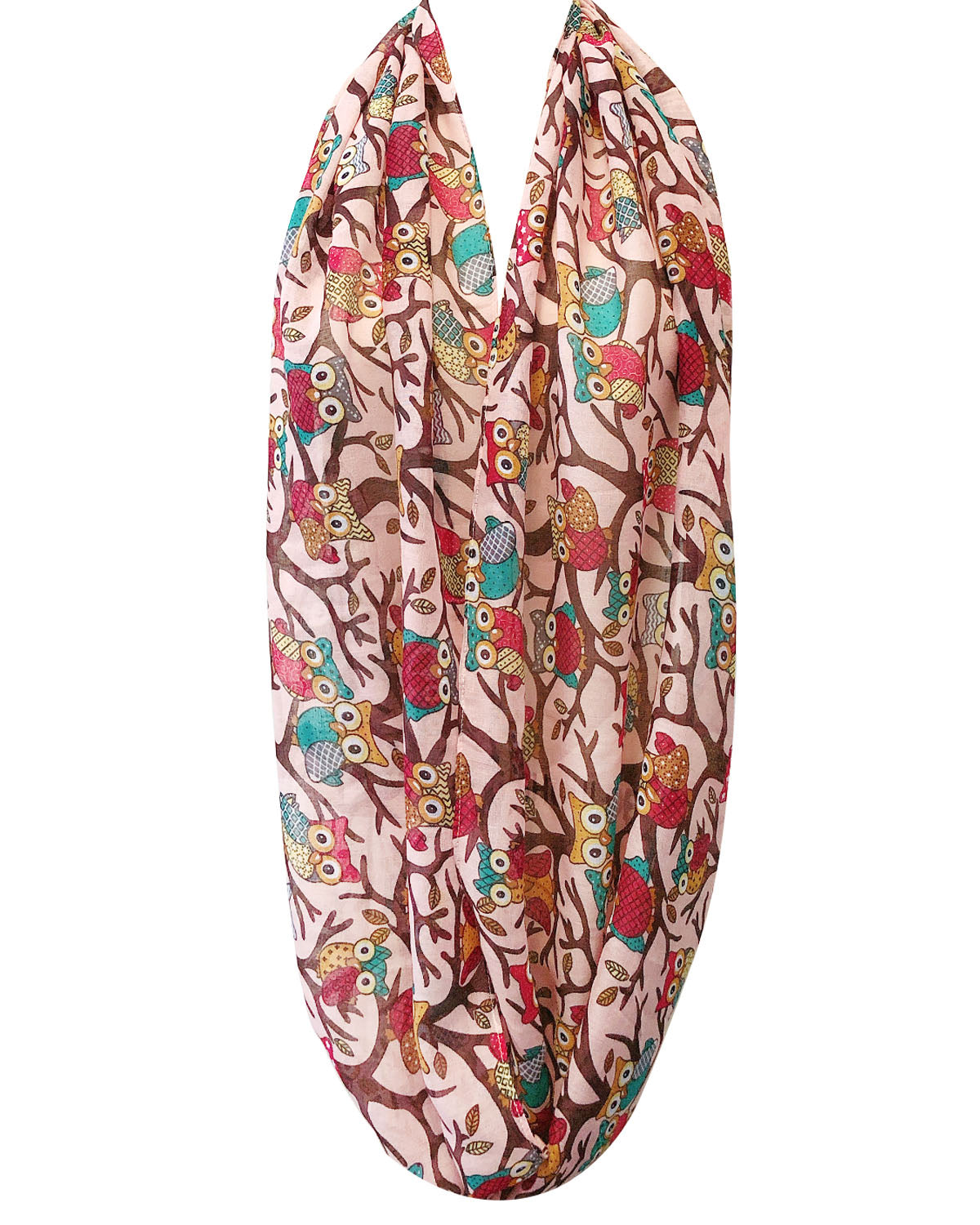 Wrapables Lightweight Forest Animal Infinity Scarf, Fox, Owl, Moose Print Scarf