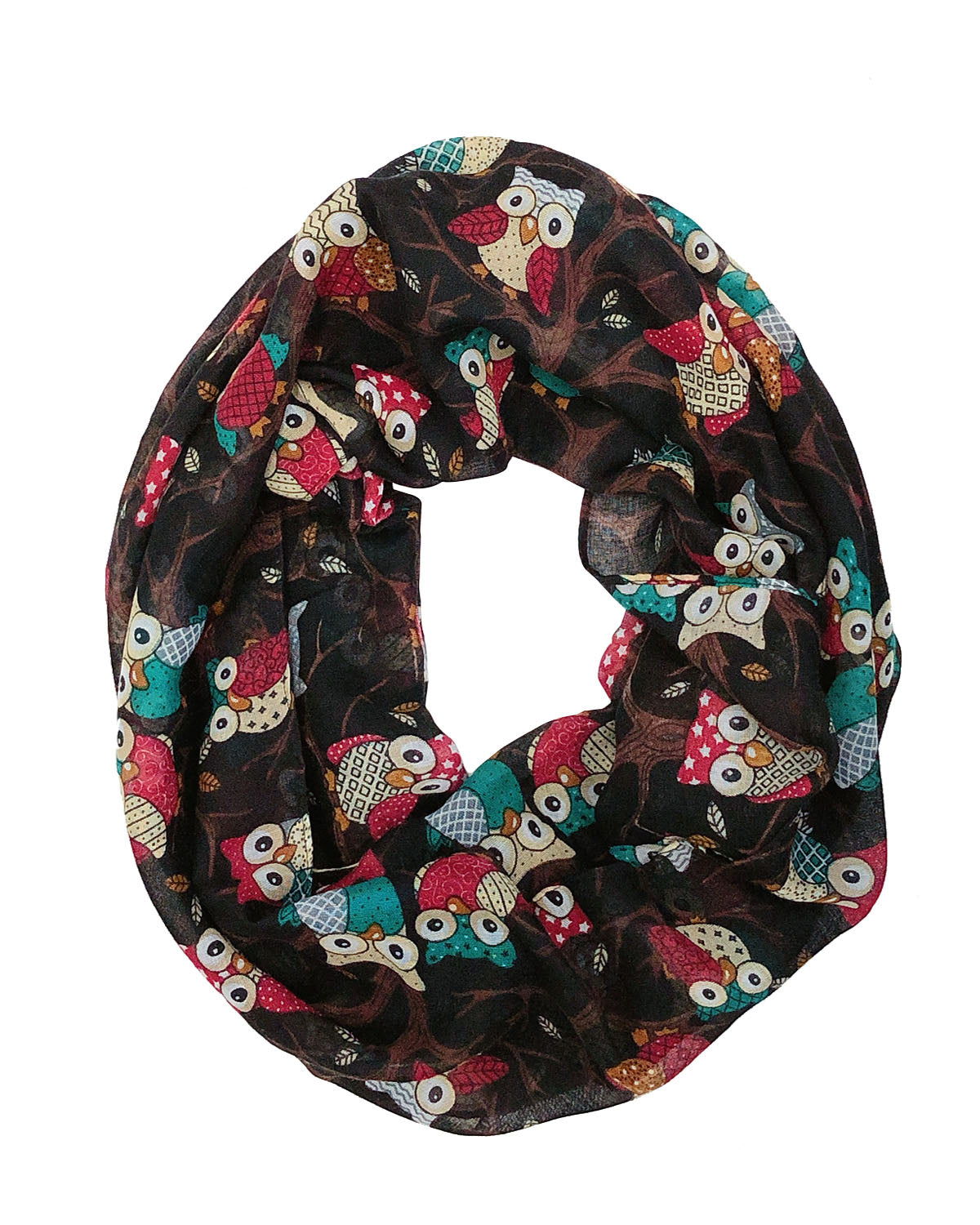 Wrapables Lightweight Forest Animal Infinity Scarf, Fox, Owl, Moose Print Scarf