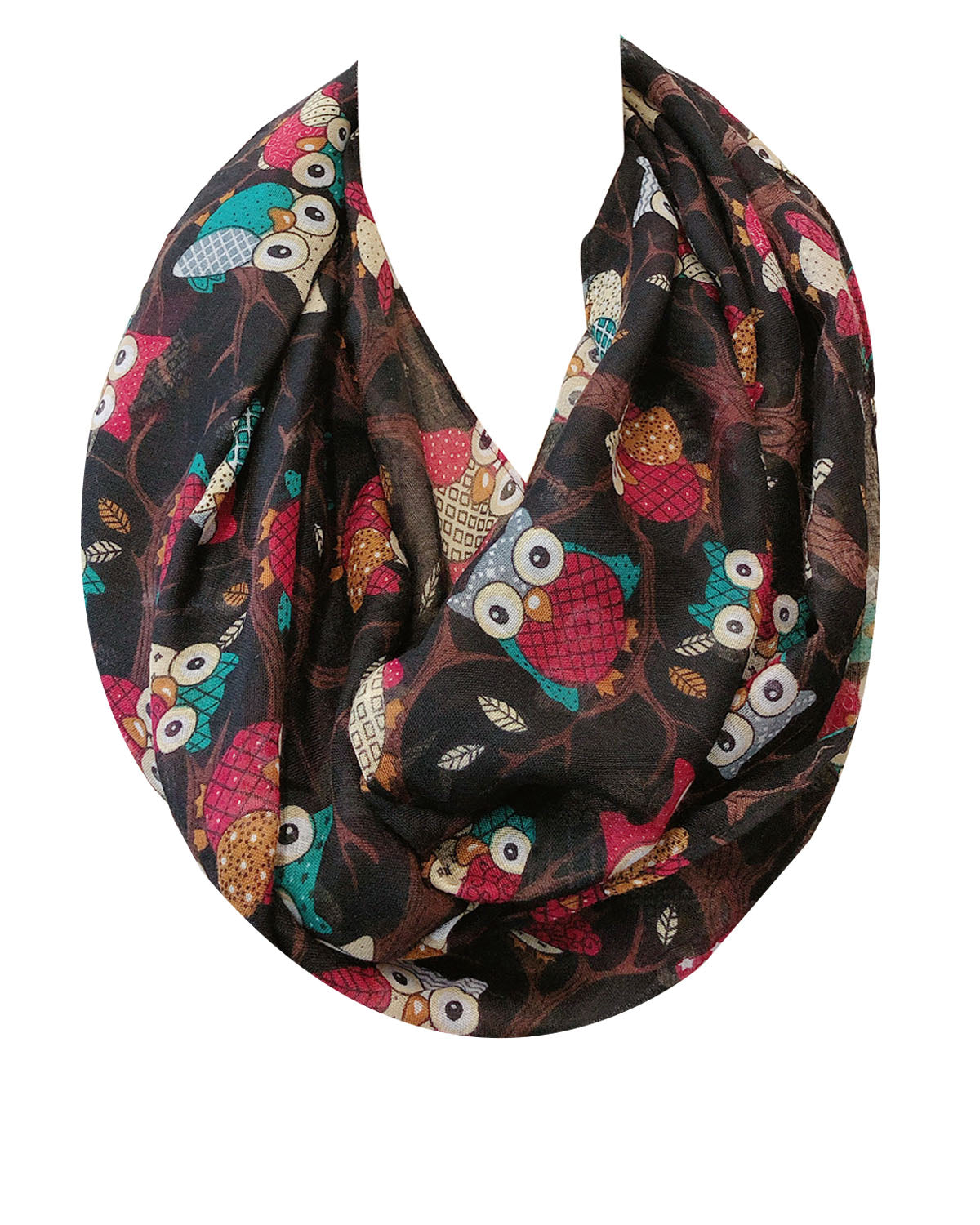 Wrapables Lightweight Forest Animal Infinity Scarf, Fox, Owl, Moose Print Scarf