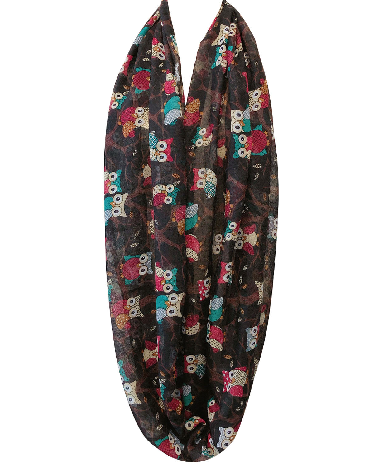 Wrapables Lightweight Forest Animal Infinity Scarf, Fox, Owl, Moose Print Scarf