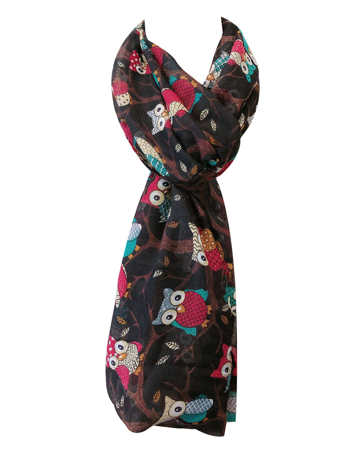 Wrapables Lightweight Forest Animal Infinity Scarf, Fox, Owl, Moose Print Scarf