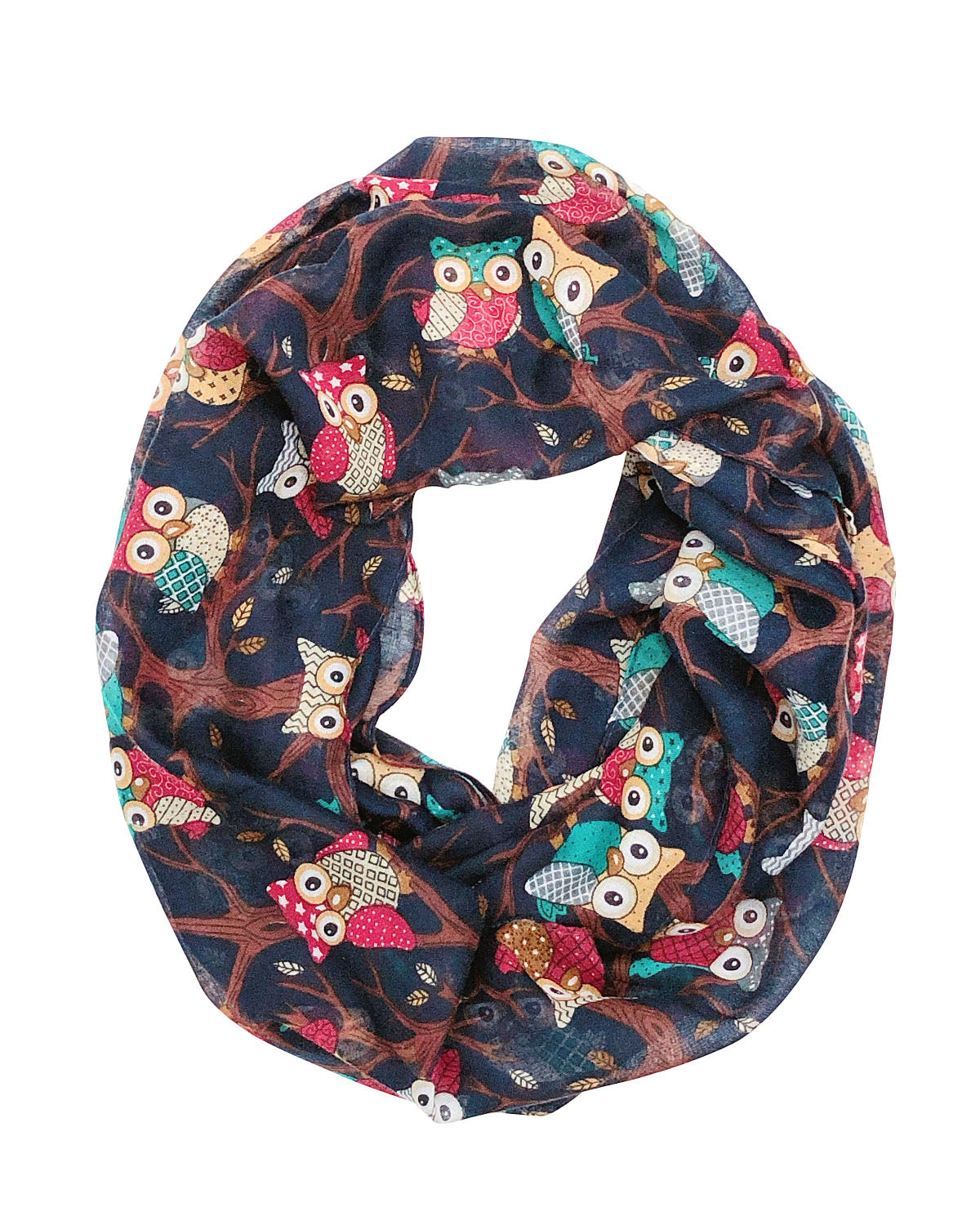 Wrapables Lightweight Forest Animal Infinity Scarf, Fox, Owl, Moose Print Scarf