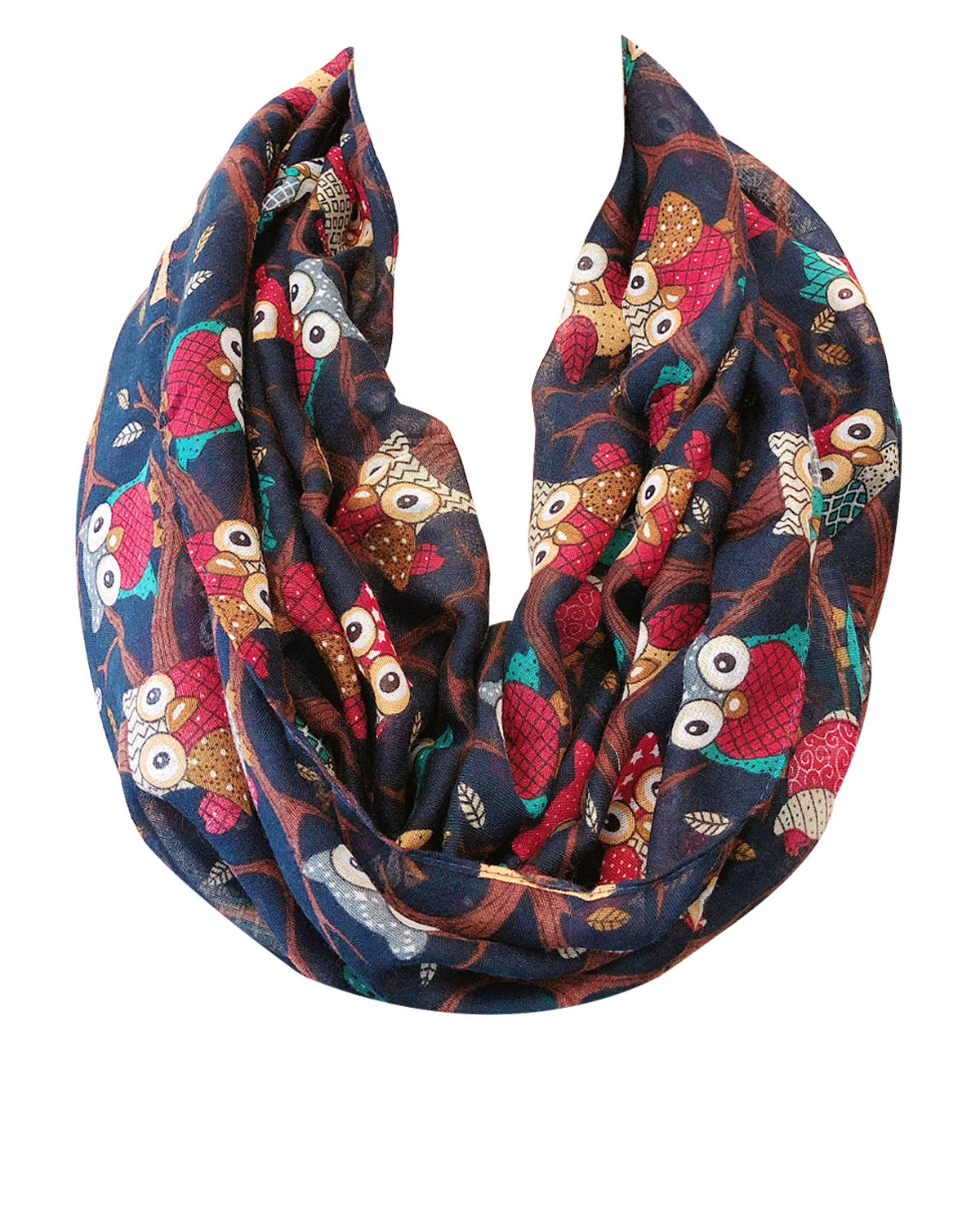 Wrapables Lightweight Forest Animal Infinity Scarf, Fox, Owl, Moose Print Scarf