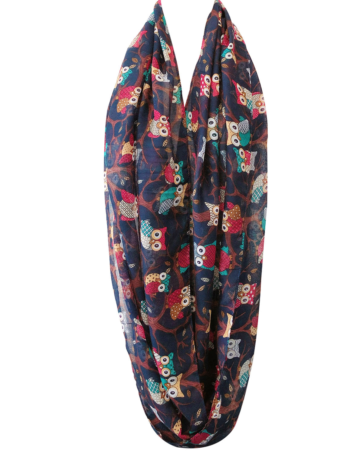 Wrapables Lightweight Forest Animal Infinity Scarf, Fox, Owl, Moose Print Scarf