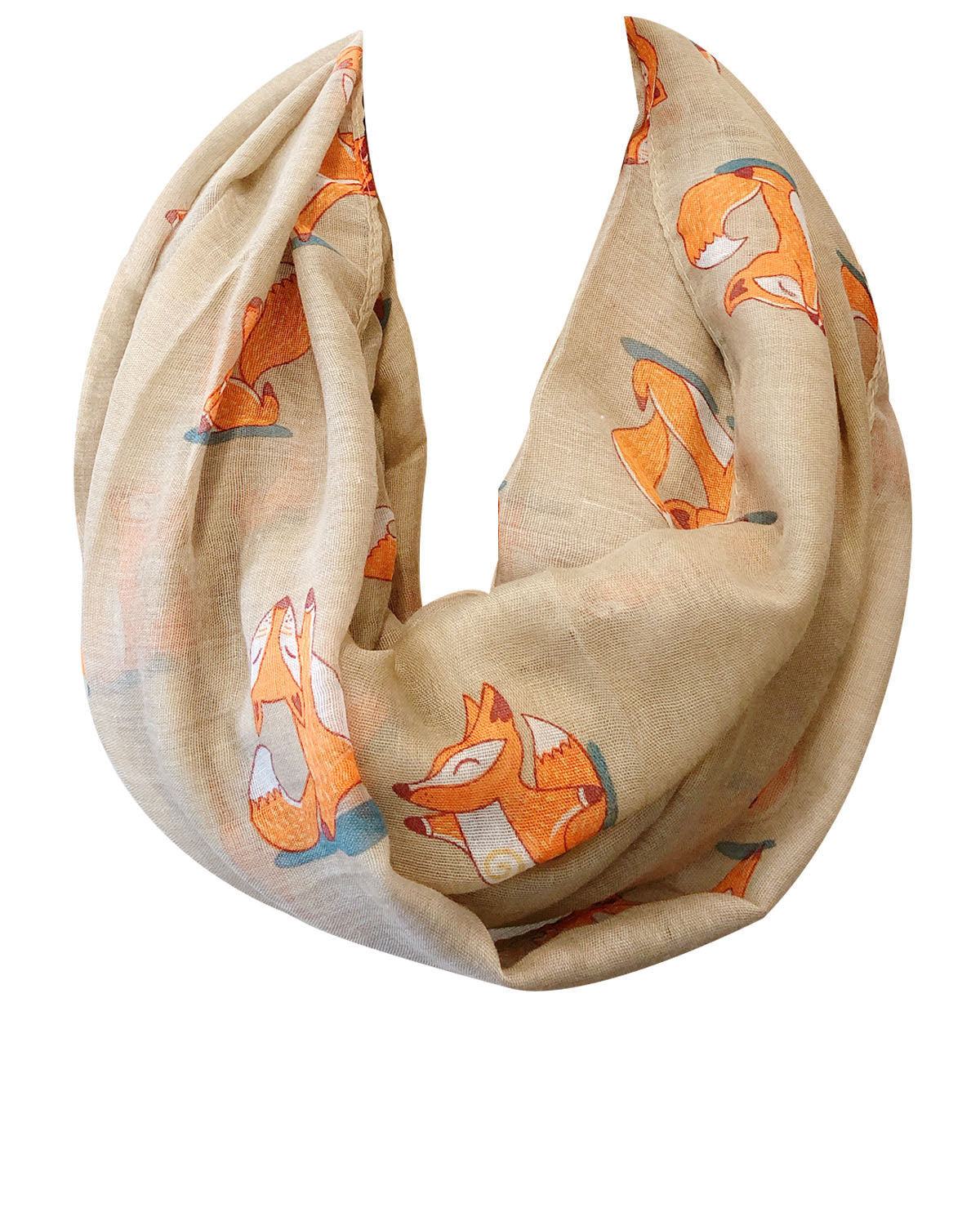 Wrapables Lightweight Forest Animal Infinity Scarf, Fox, Owl, Moose Print Scarf
