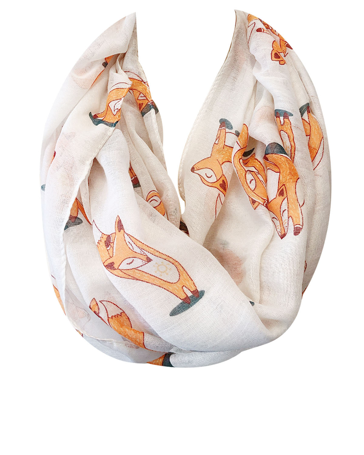 Wrapables Lightweight Forest Animal Infinity Scarf, Fox, Owl, Moose Print Scarf