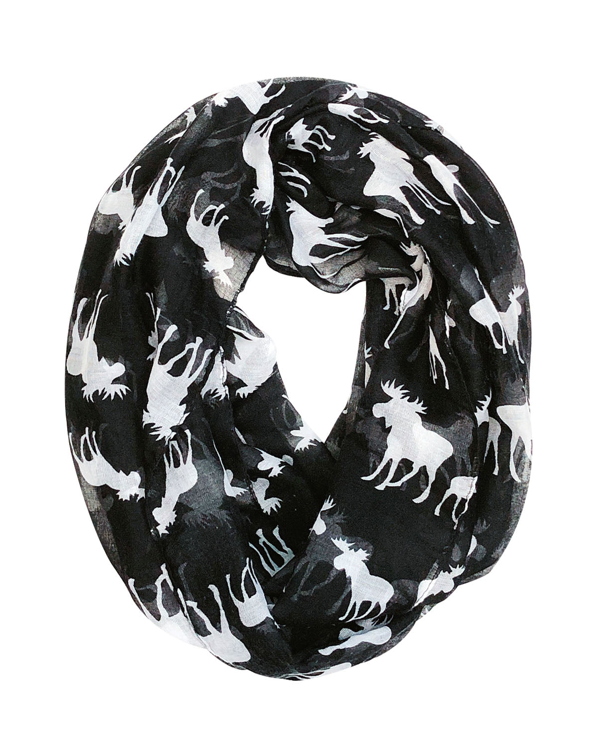 Wrapables Lightweight Forest Animal Infinity Scarf, Fox, Owl, Moose Print Scarf