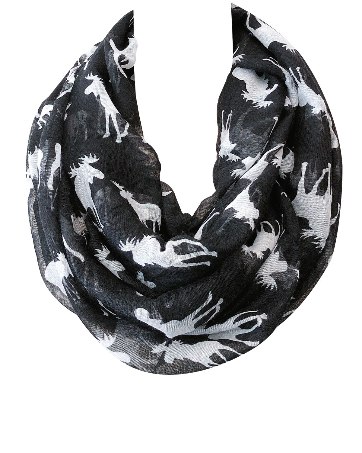Wrapables Lightweight Forest Animal Infinity Scarf, Fox, Owl, Moose Print Scarf