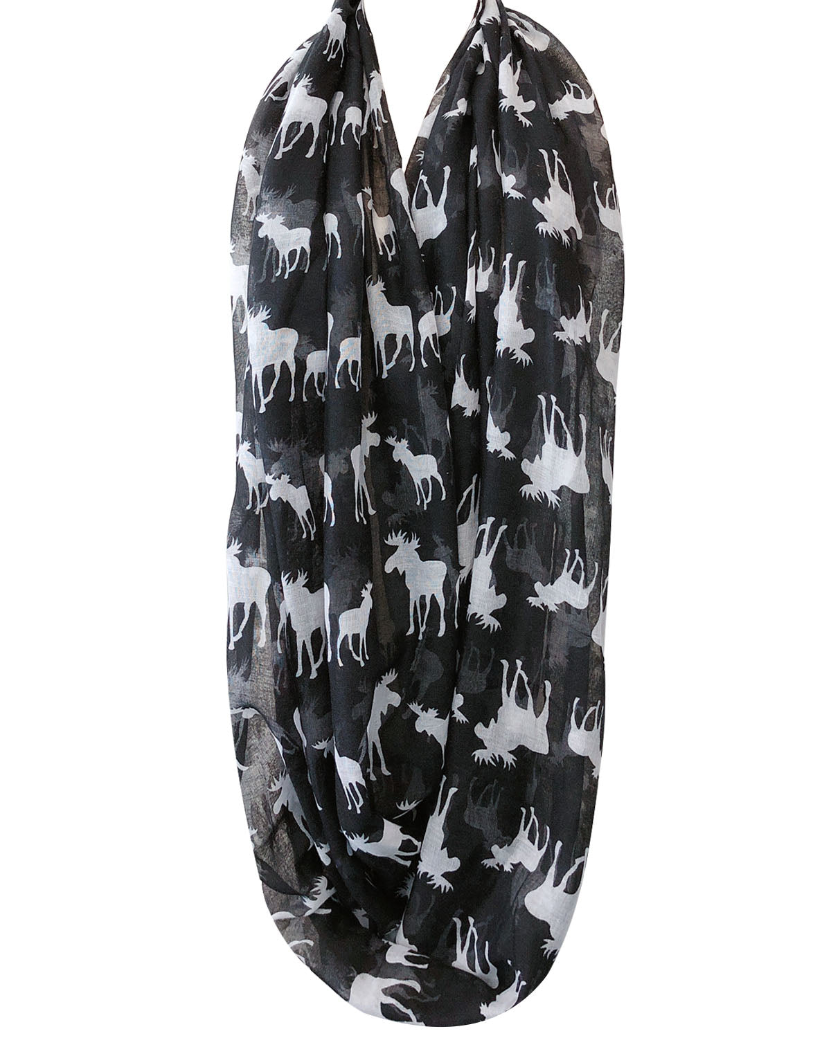 Wrapables Lightweight Forest Animal Infinity Scarf, Fox, Owl, Moose Print Scarf