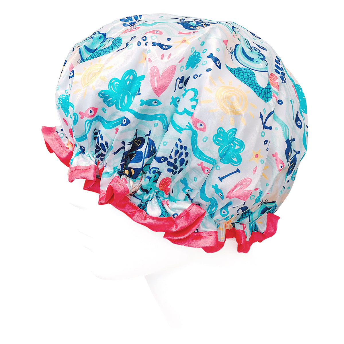 Wrapables Reusable Women's Waterproof Shower Caps for Long Hair