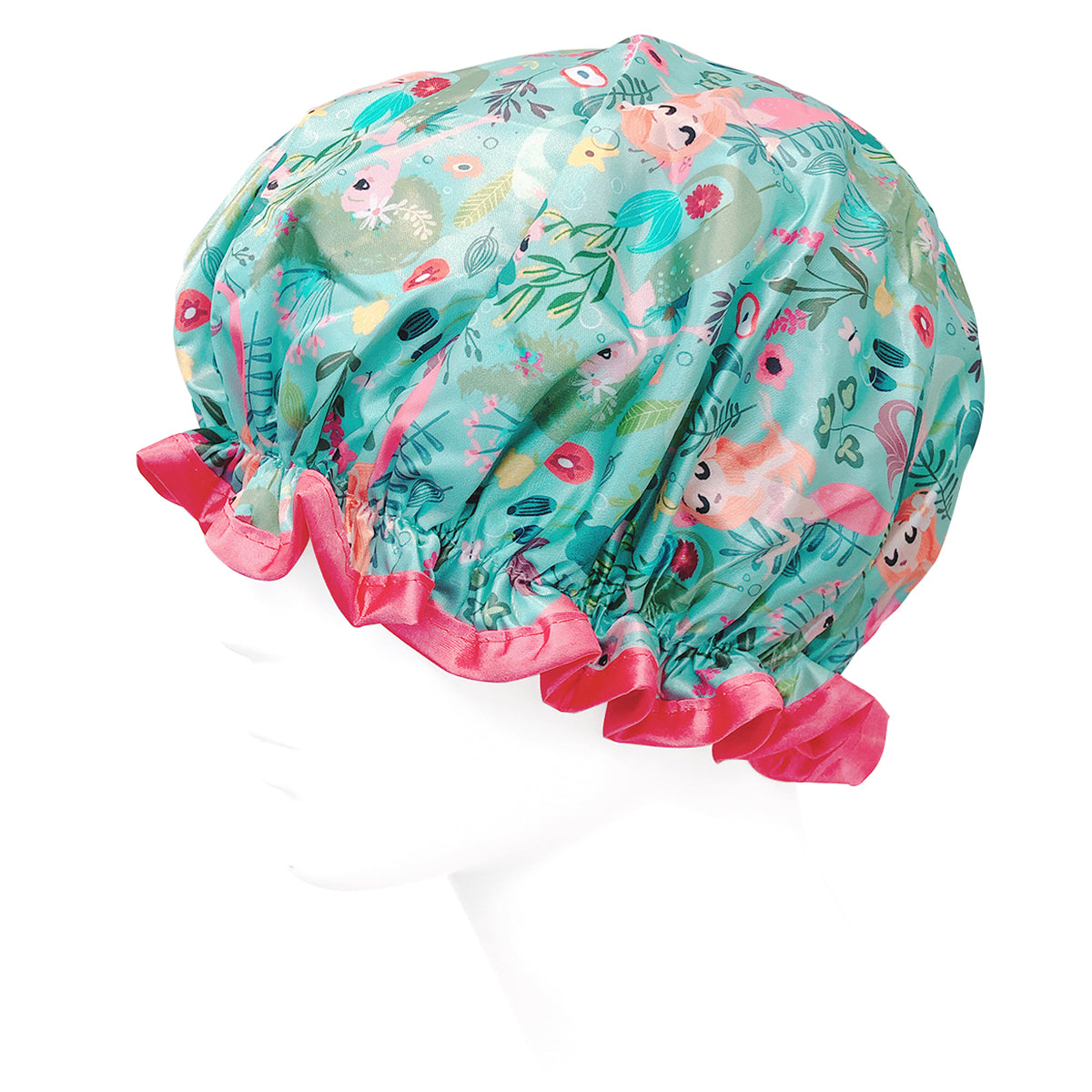 Wrapables Reusable Women's Waterproof Shower Caps for Long Hair