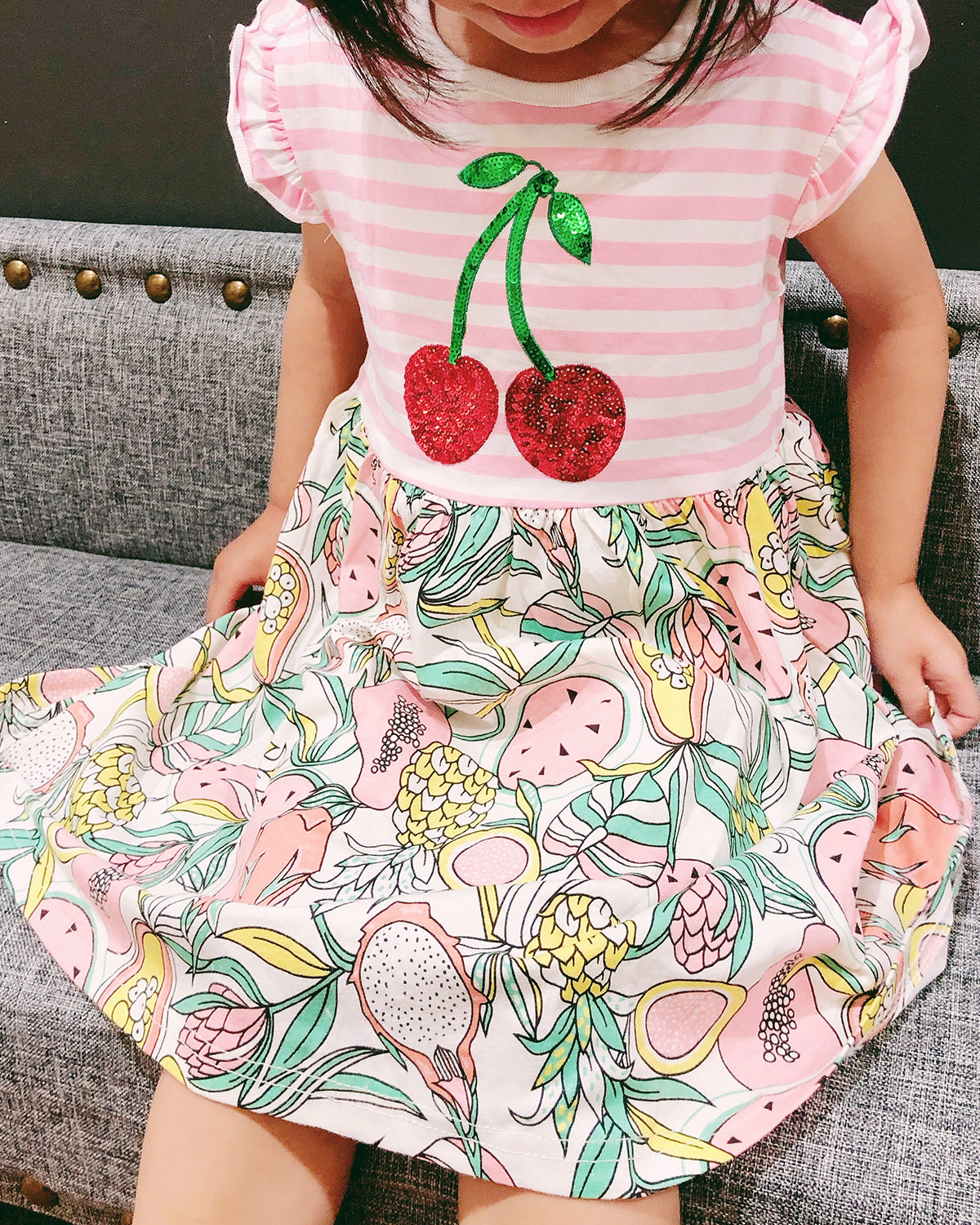 Wrapables Girls Casual Summer Dress with Sequins