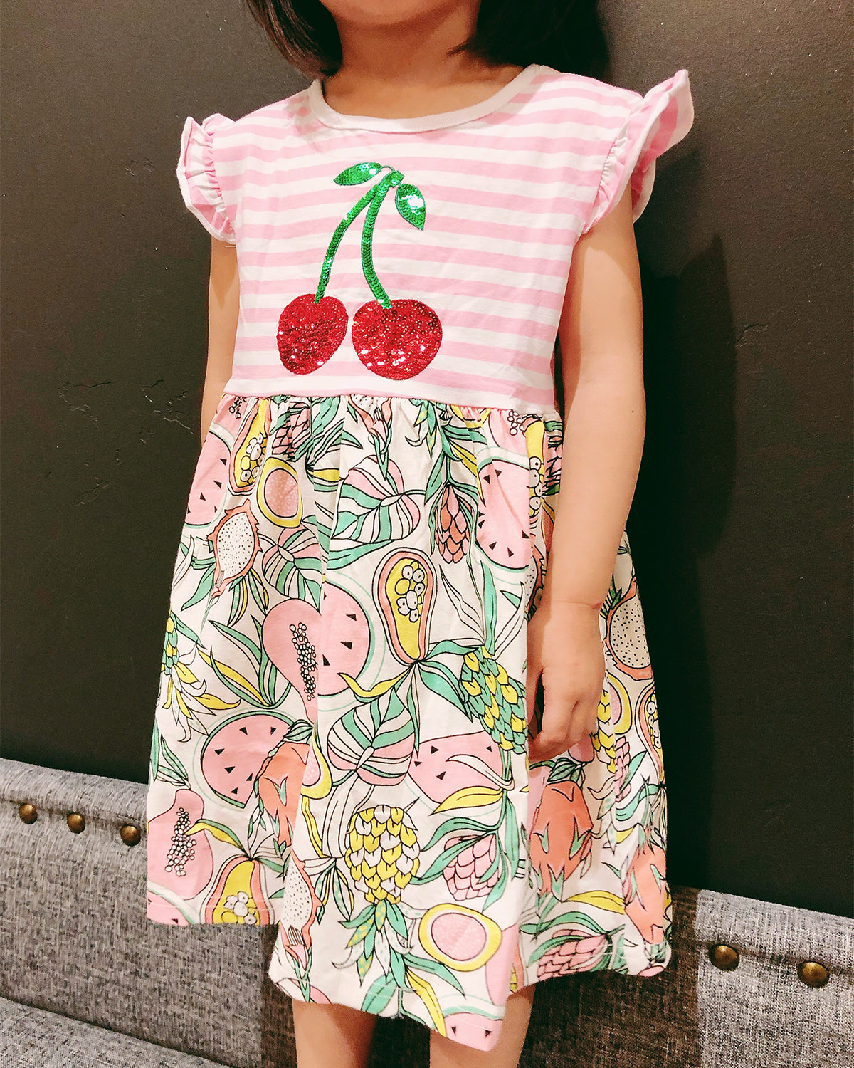 Wrapables Girls Casual Summer Dress with Sequins