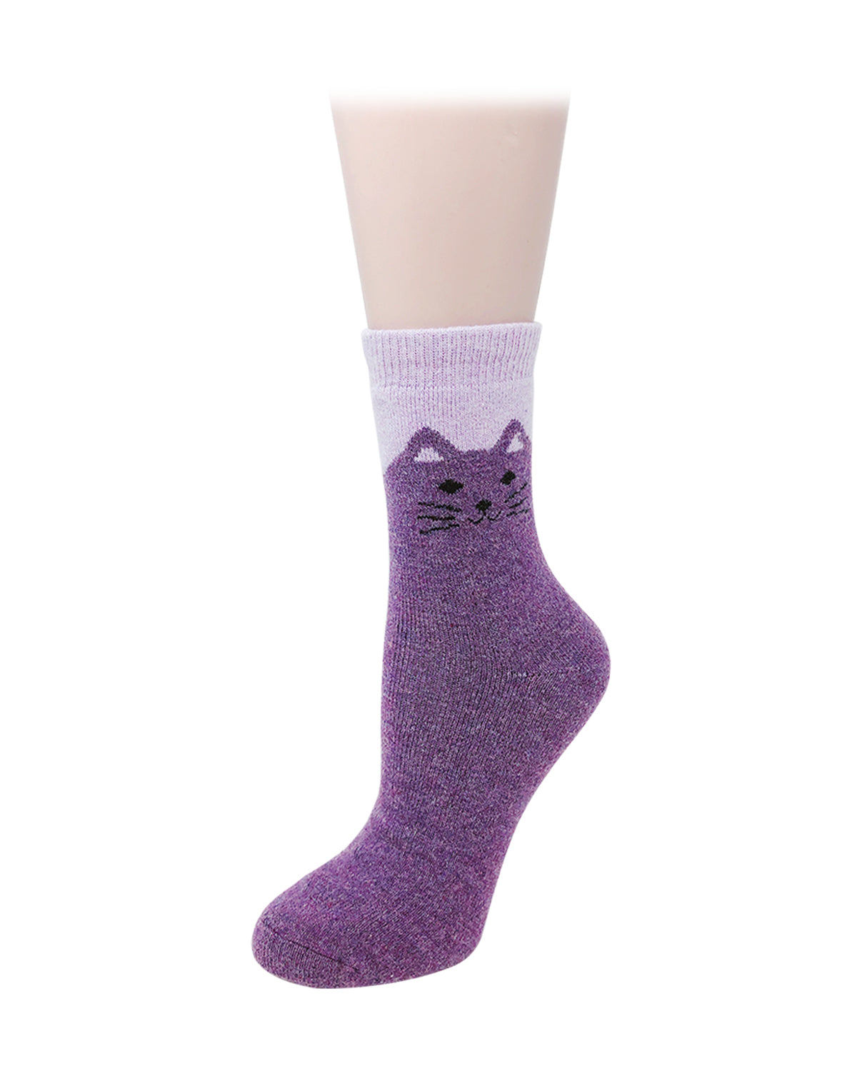 Wrapables Women's Thick Winter Warm Cat Print Wool Socks (Set of 5)