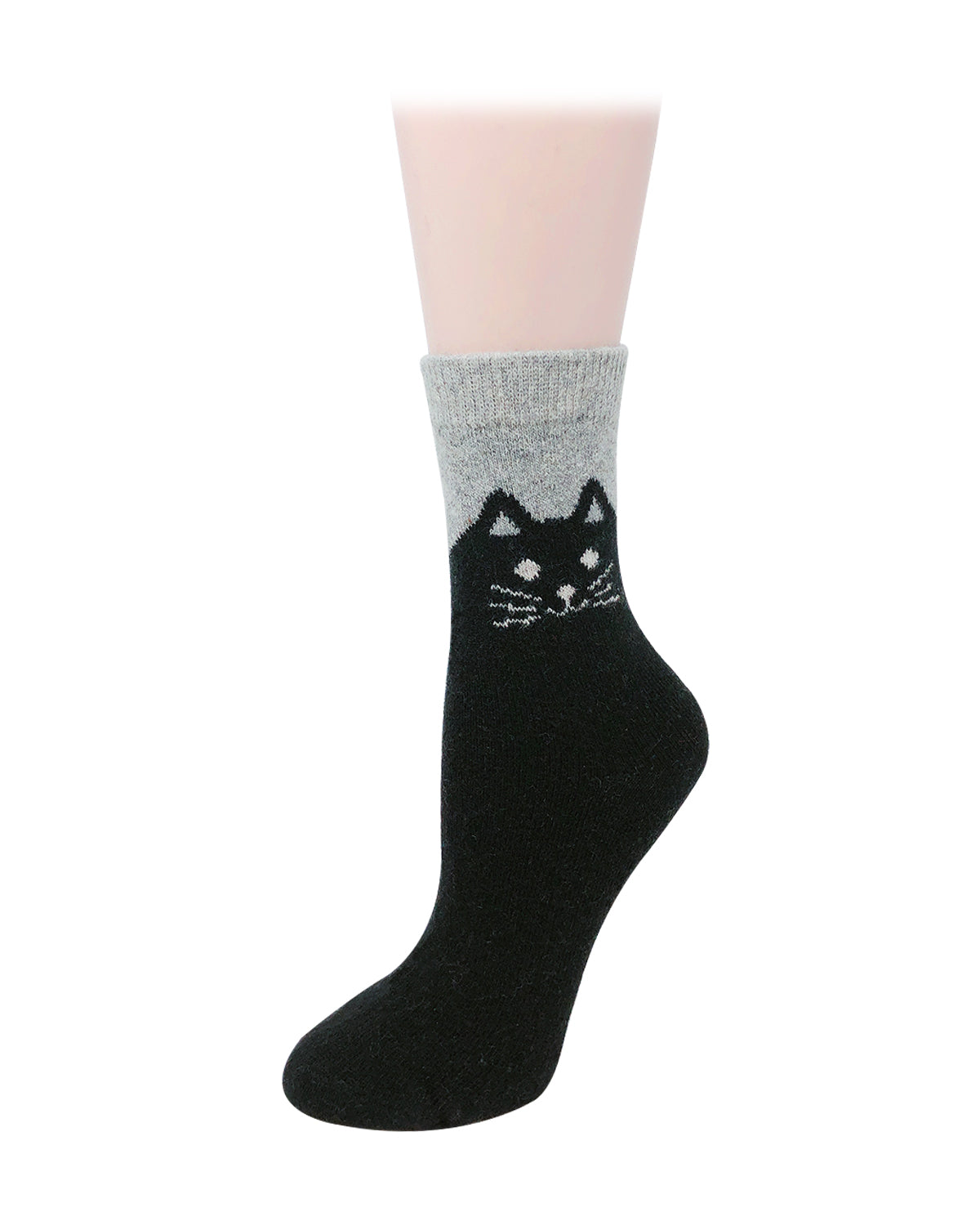 Wrapables Women's Thick Winter Warm Cat Print Wool Socks (Set of 5)