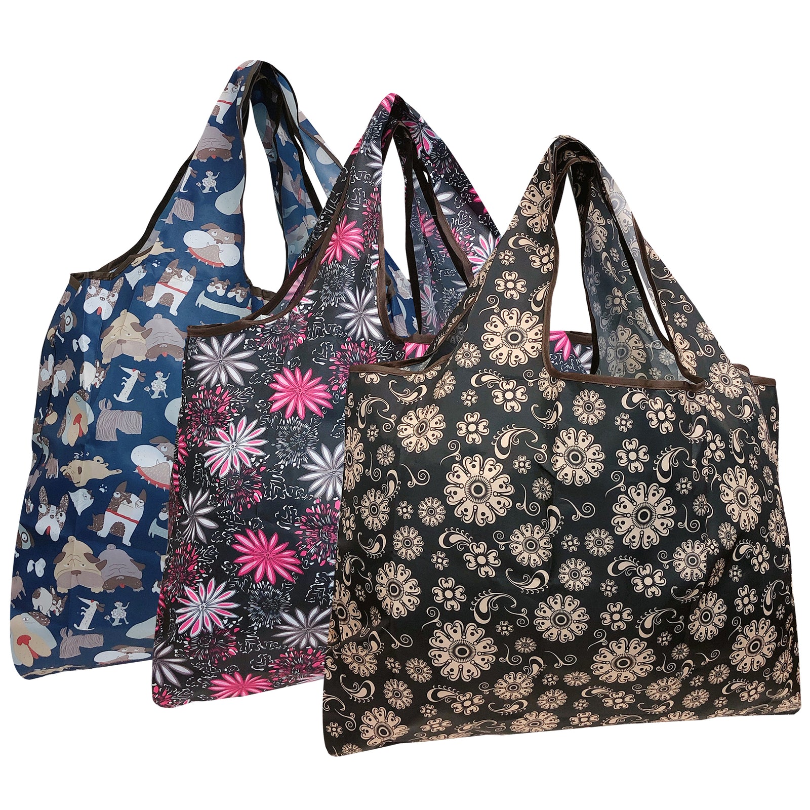 Wrapables Eco-Friendly Large Nylon Reusable Shopping Bags (Set of 3)