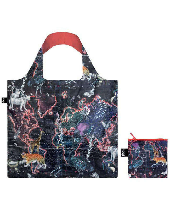 LOQI Artist Kristjana S Williams Interiors World Map Reusable Shopping Bag