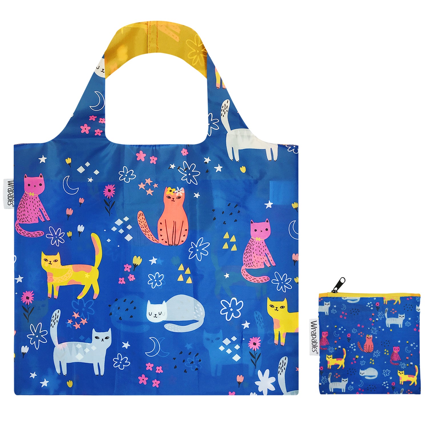Wrapables Large Reusable Shopping Tote Bag with Outer Pouch (Set of 3)
