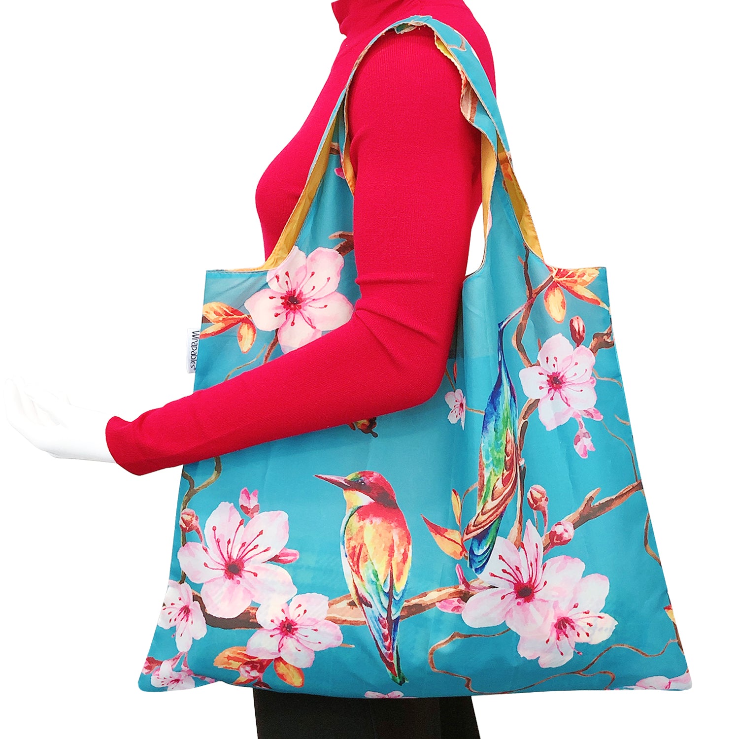 Wrapables Large Reusable Shopping Tote Bag with Outer Pouch (Set of 3)