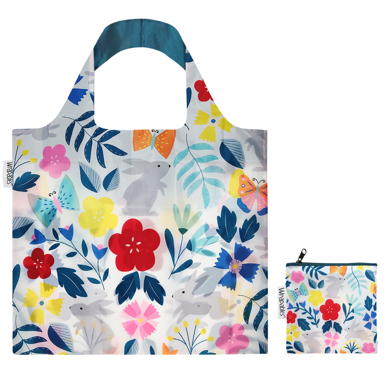 Wrapables Large Reusable Shopping Tote Bag with Outer Pouch (Set of 3)