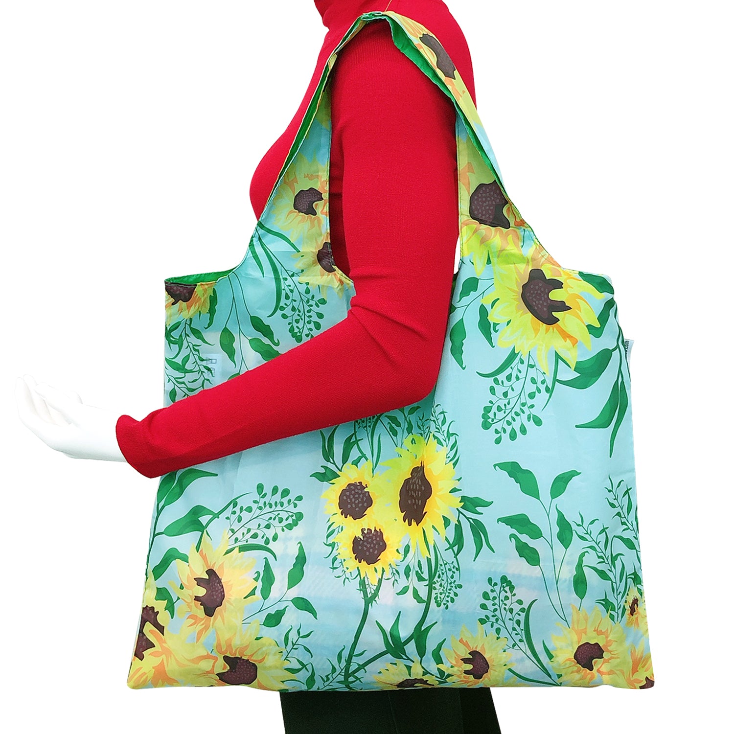 Wrapables Large Reusable Shopping Tote Bag with Outer Pouch (Set of 3)