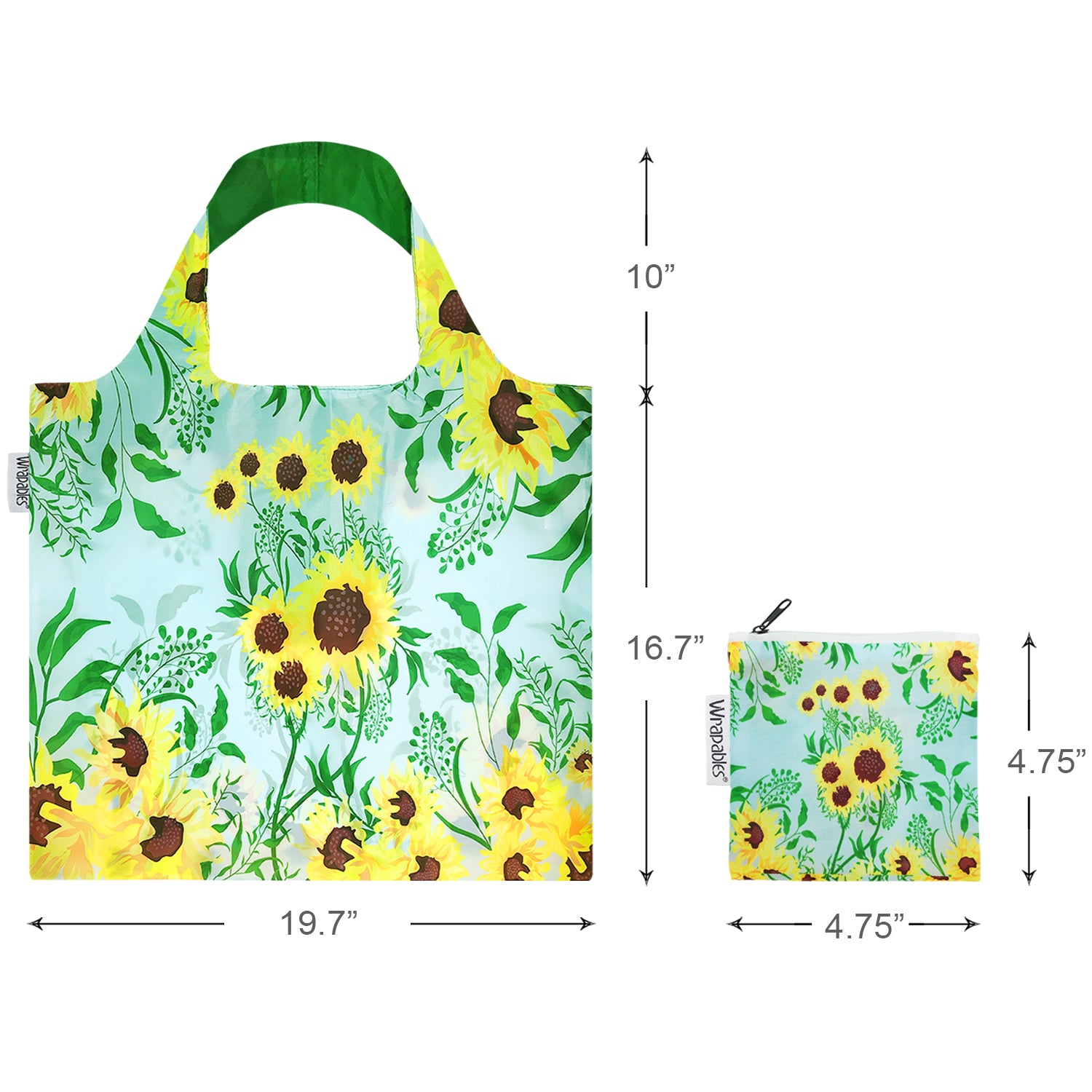 Wrapables Large Reusable Shopping Tote Bag with Outer Pouch (Set of 3)