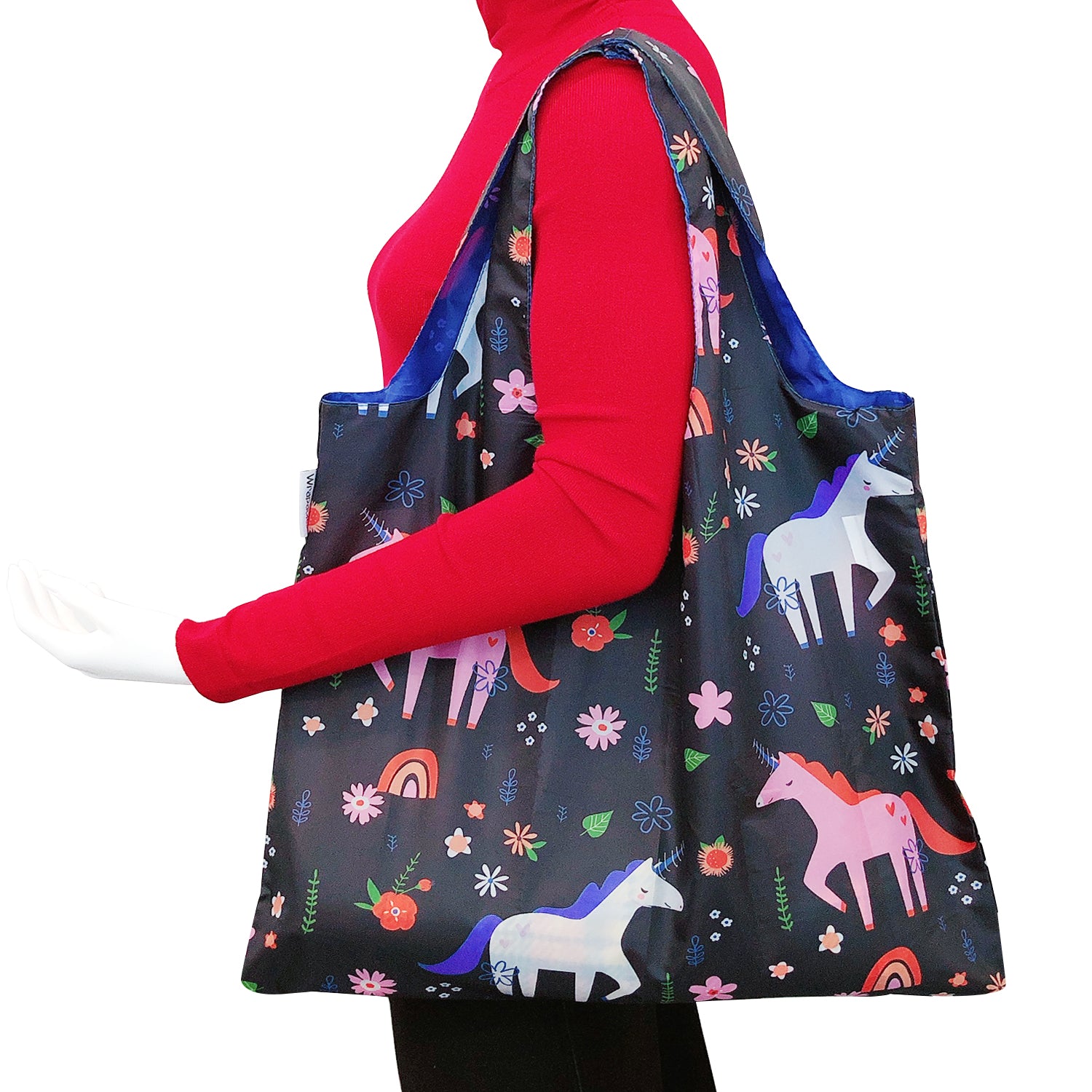 Wrapables Large Reusable Shopping Tote Bag with Outer Pouch (Set of 3)