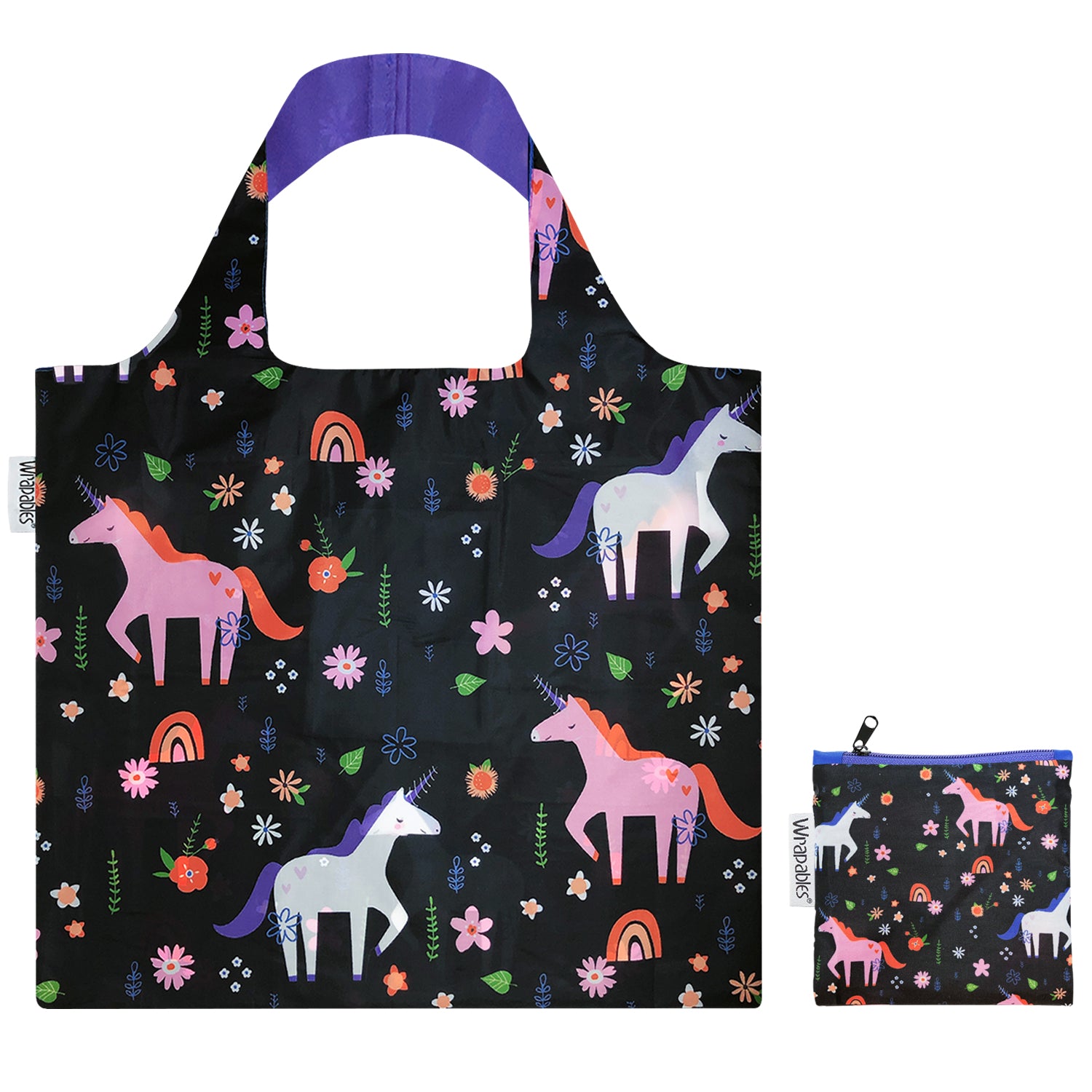 Wrapables Large Reusable Shopping Tote Bag with Outer Pouch (Set of 3)