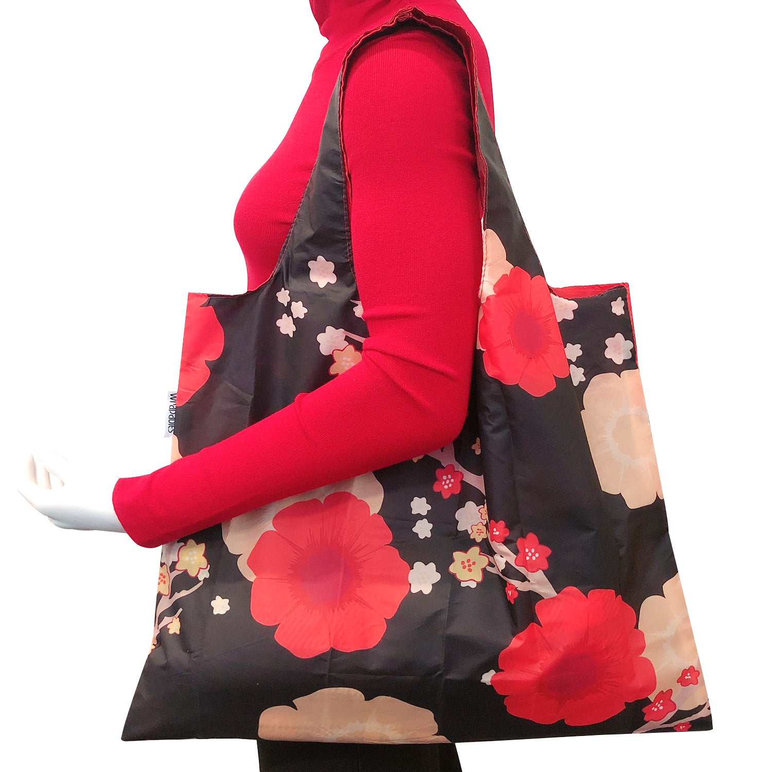 Wrapables Large Reusable Shopping Tote Bag with Outer Pouch (Set of 3)