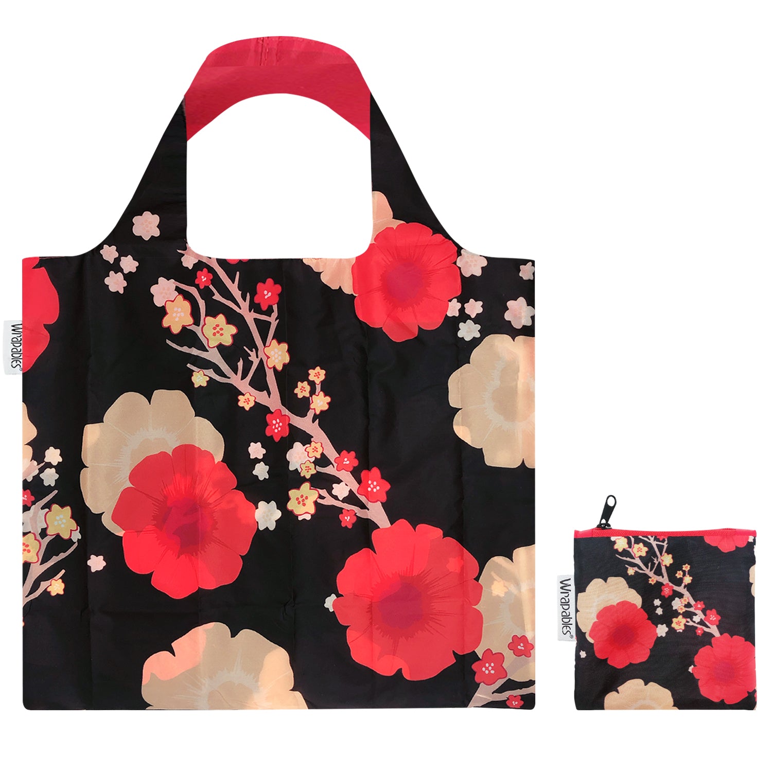 Wrapables Large Reusable Shopping Tote Bag with Outer Pouch (Set of 3)