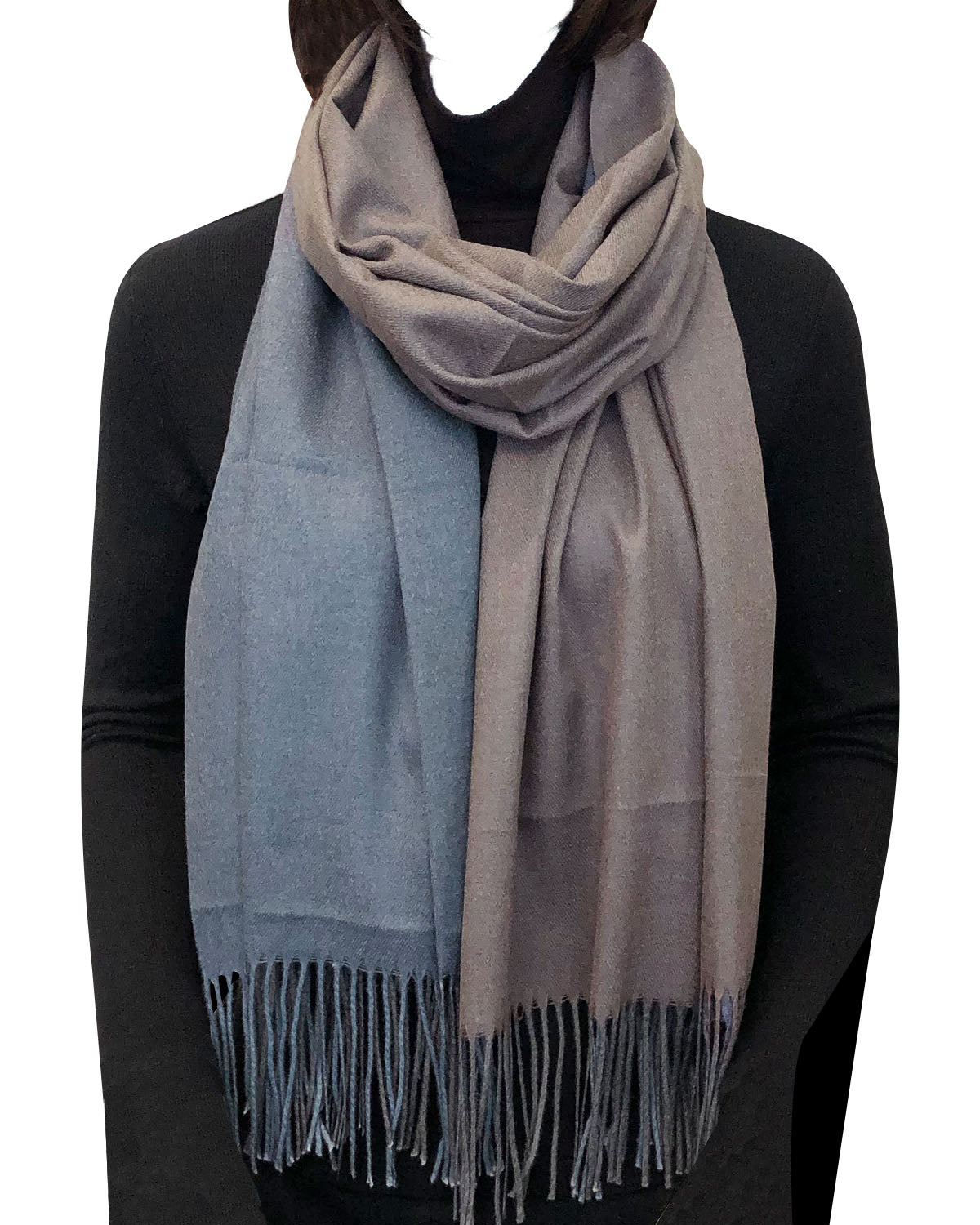 Wrapables Soft Cashmere-Feeling Lightweight Scarf, Large Two-Tone Warm Scarf Wrap Shawl for Winter
