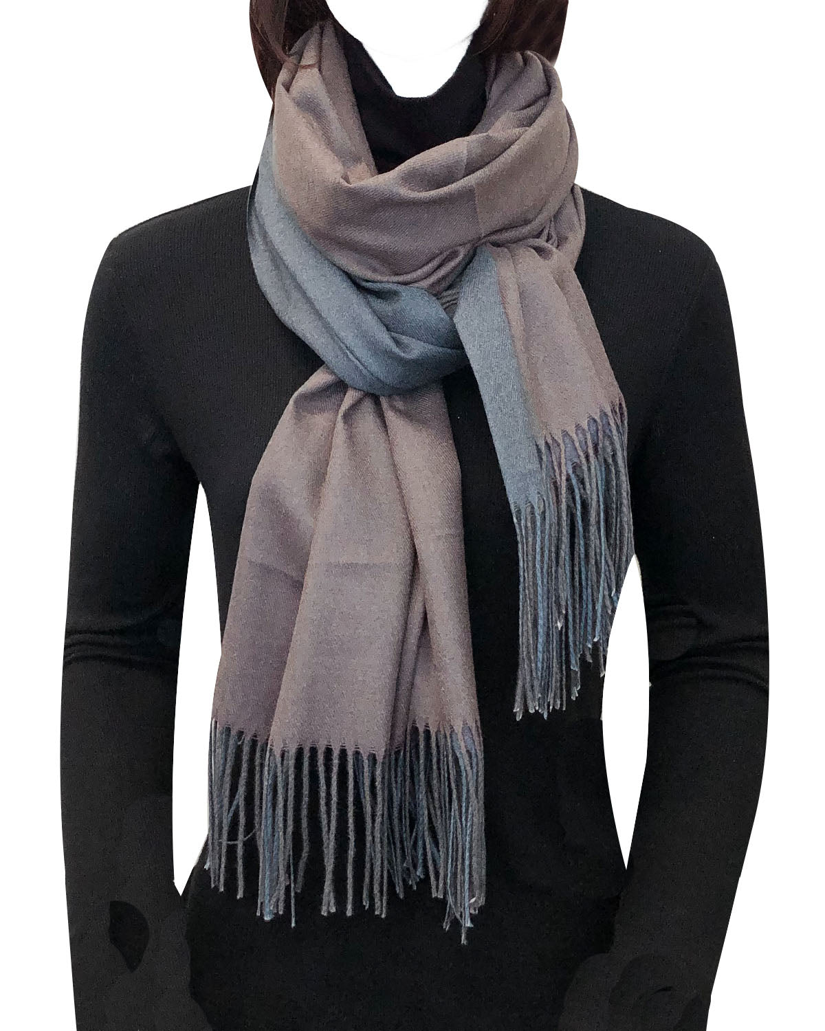Wrapables Soft Cashmere-Feeling Lightweight Scarf, Large Two-Tone Warm Scarf Wrap Shawl for Winter