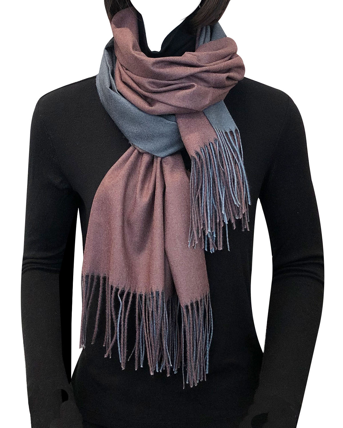 Wrapables Soft Cashmere-Feeling Lightweight Scarf, Large Two-Tone Warm Scarf Wrap Shawl for Winter