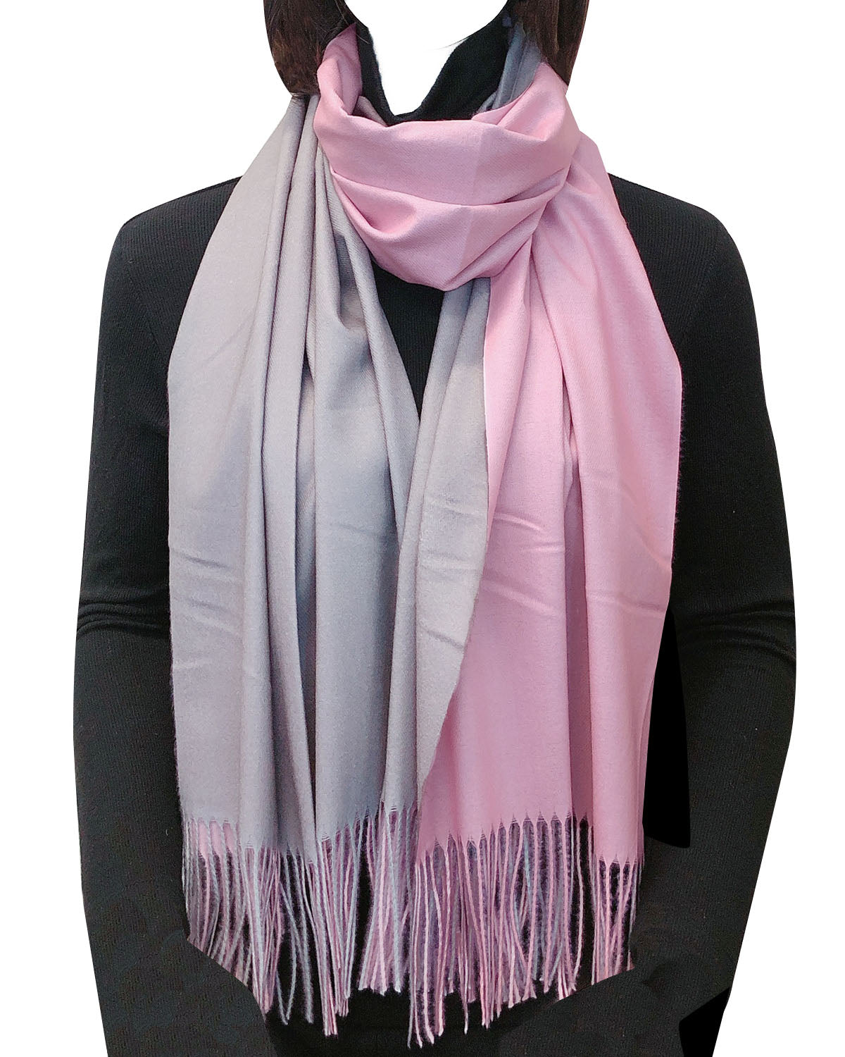 Wrapables Soft Cashmere-Feeling Lightweight Scarf, Large Two-Tone Warm Scarf Wrap Shawl for Winter