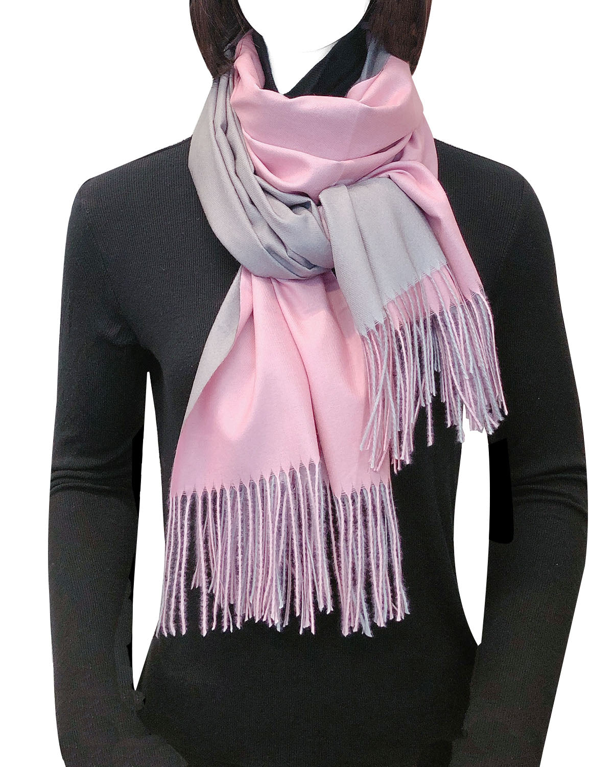 Wrapables Soft Cashmere-Feeling Lightweight Scarf, Large Two-Tone Warm Scarf Wrap Shawl for Winter