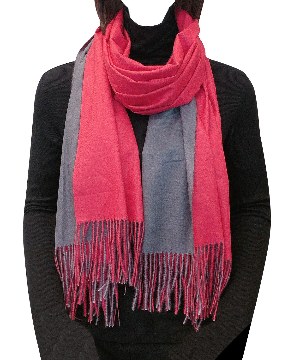 Wrapables Soft Cashmere-Feeling Lightweight Scarf, Large Two-Tone Warm Scarf Wrap Shawl for Winter
