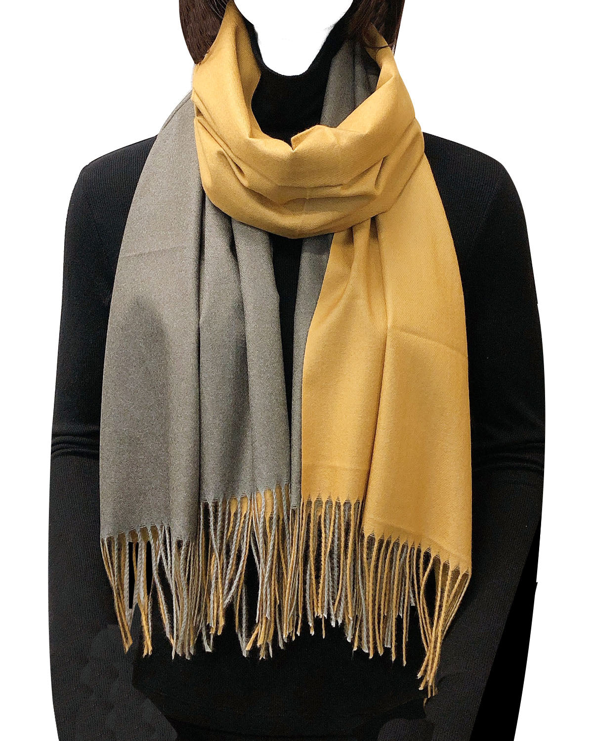 Wrapables Soft Cashmere-Feeling Lightweight Scarf, Large Two-Tone Warm Scarf Wrap Shawl for Winter