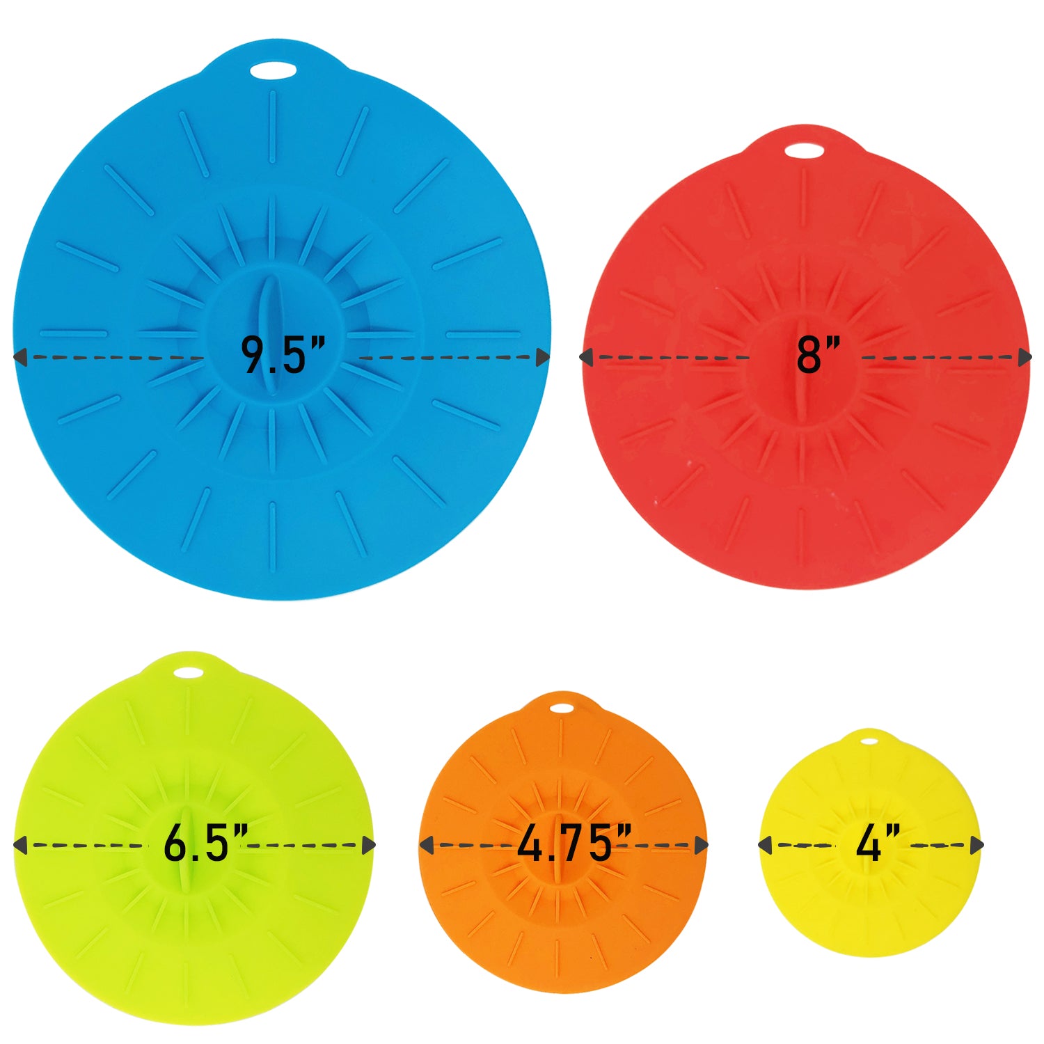 Wrapables Reusable Silicone Suction Bowl Lids, Food Storage Covers for Bowls, Pots, Pans, Mugs (Set of 5)