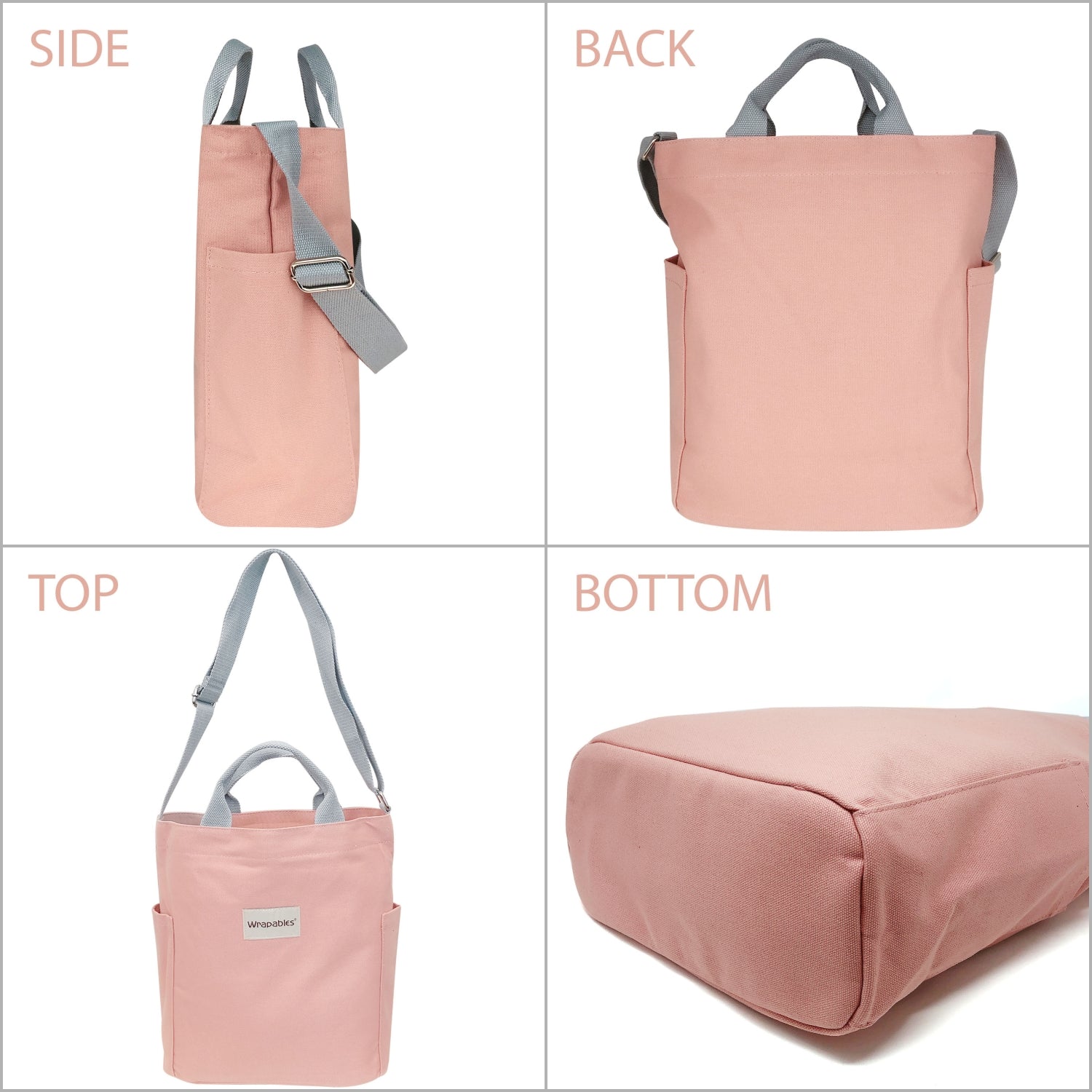 Wrapables Canvas Tote Bag for Women, Casual Cross Body Shoulder Handbag