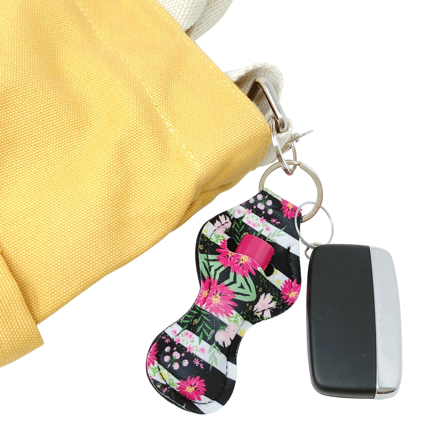 Wrapables 10 Pack Chapstick Holder Keychain with 10 Pieces Metal Clasps