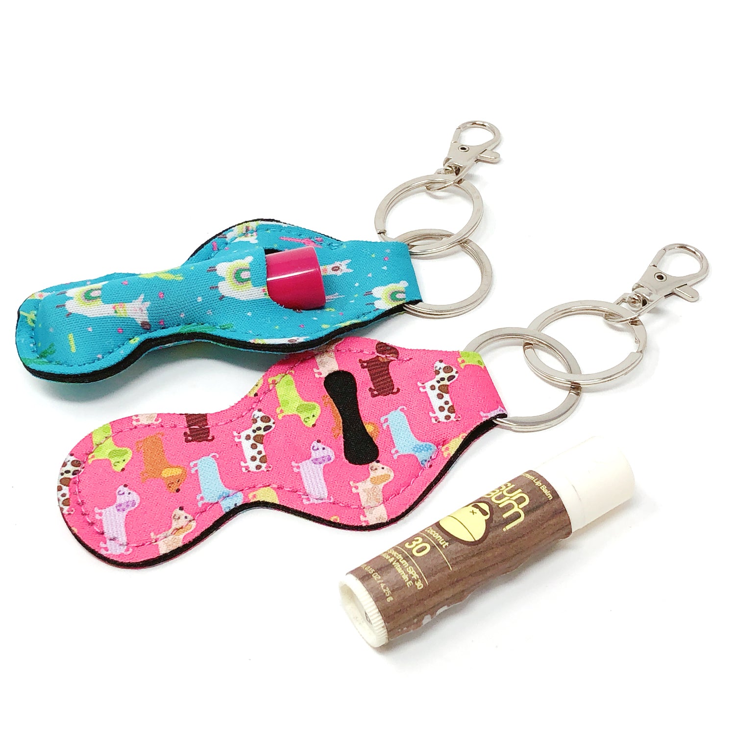 Wrapables 10 Pack Chapstick Holder Keychain with 10 Pieces Metal Clasps