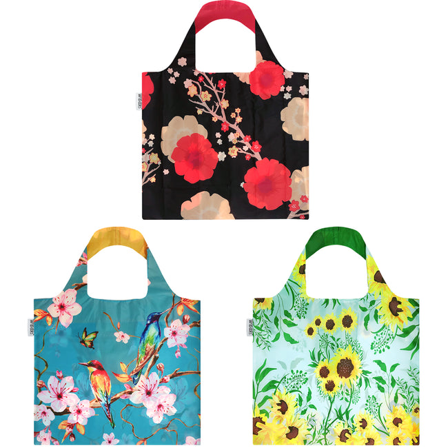 Wrapables Large Reusable Shopping Tote Bag with Outer Pouch (Set of 3)