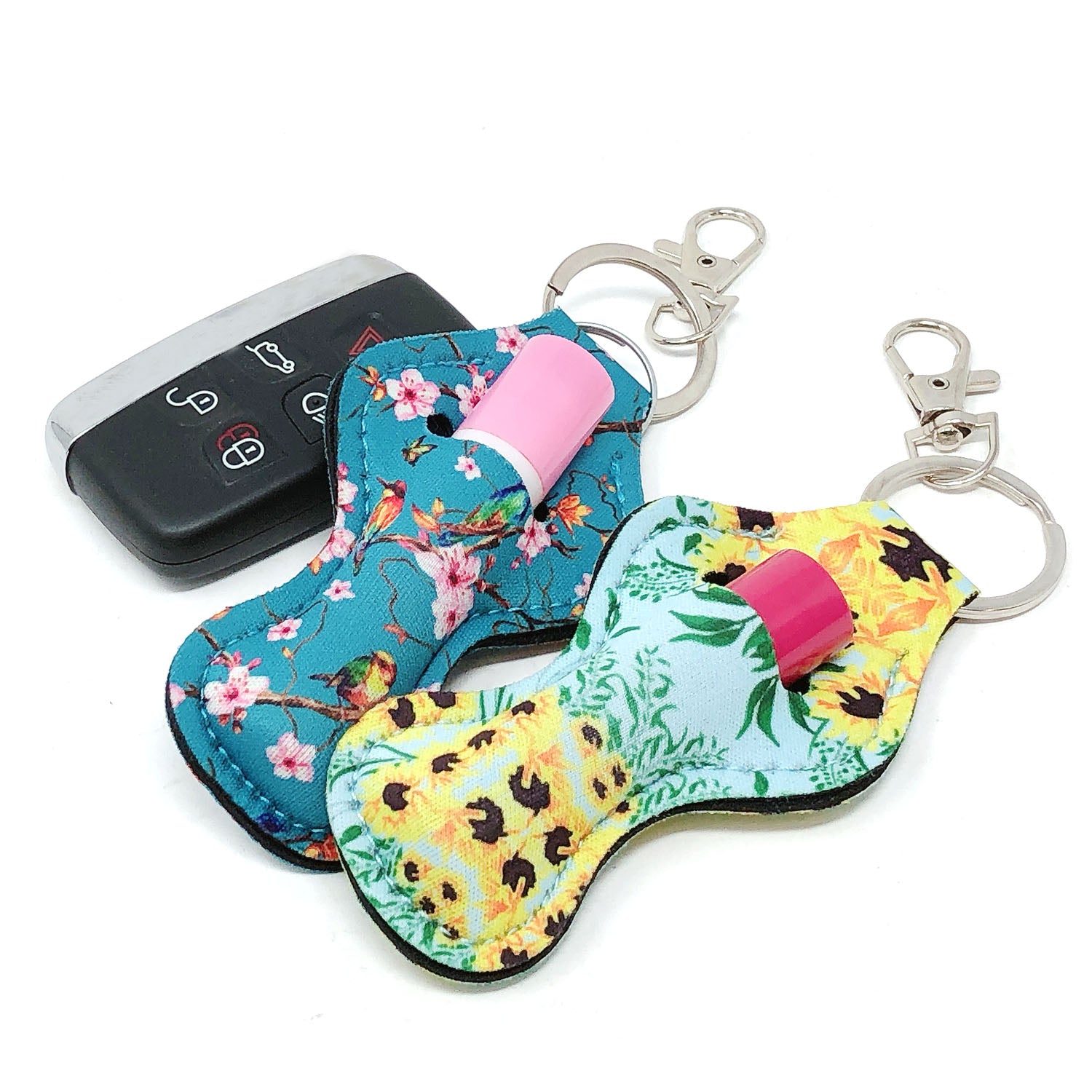 Wrapables 10 Pack Chapstick Holder Keychain with 10 Pieces Metal Clasps