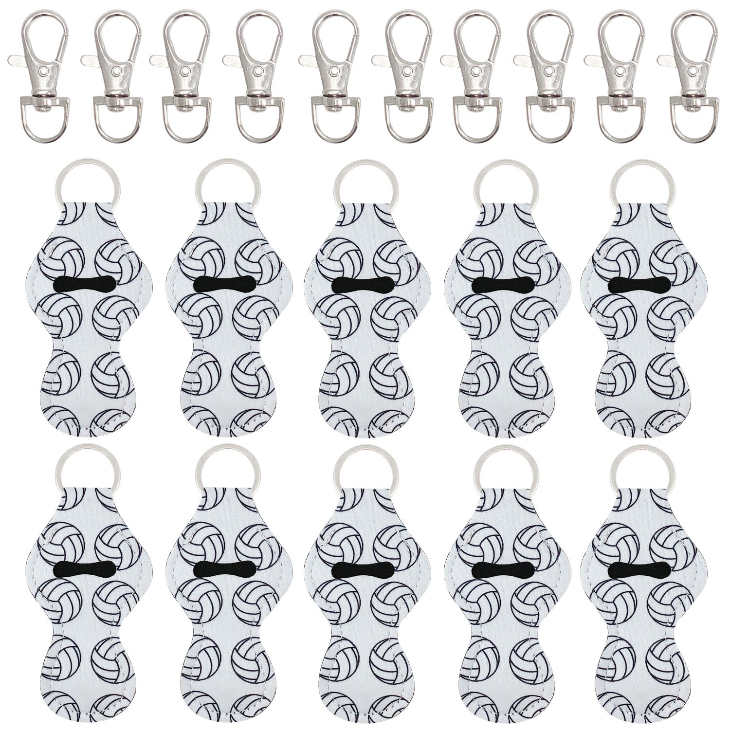Wrapables 10 Pack Chapstick Holder Keychain with 10 Pieces Metal Clasps