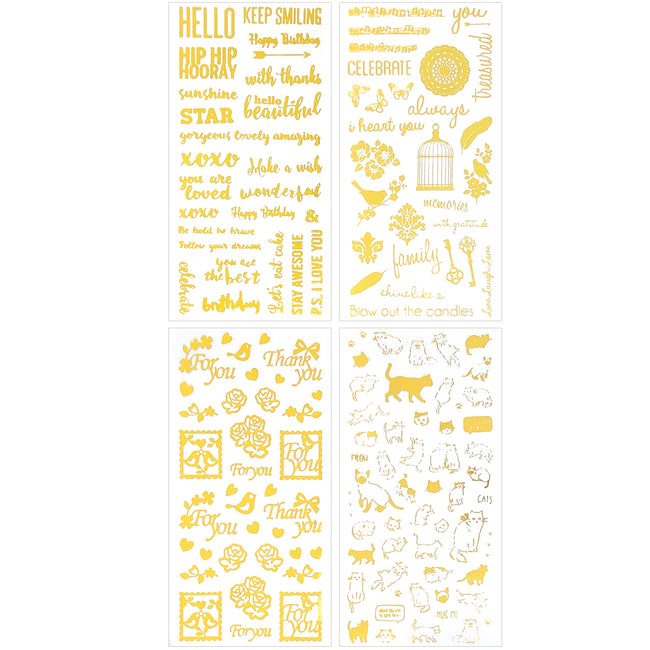 Wrapables Decorative Transparent Clear Film Stickers, Resin Stickers for DIY Crafts, Stationery, Diary (4 Sheets), Inspirational Quotes