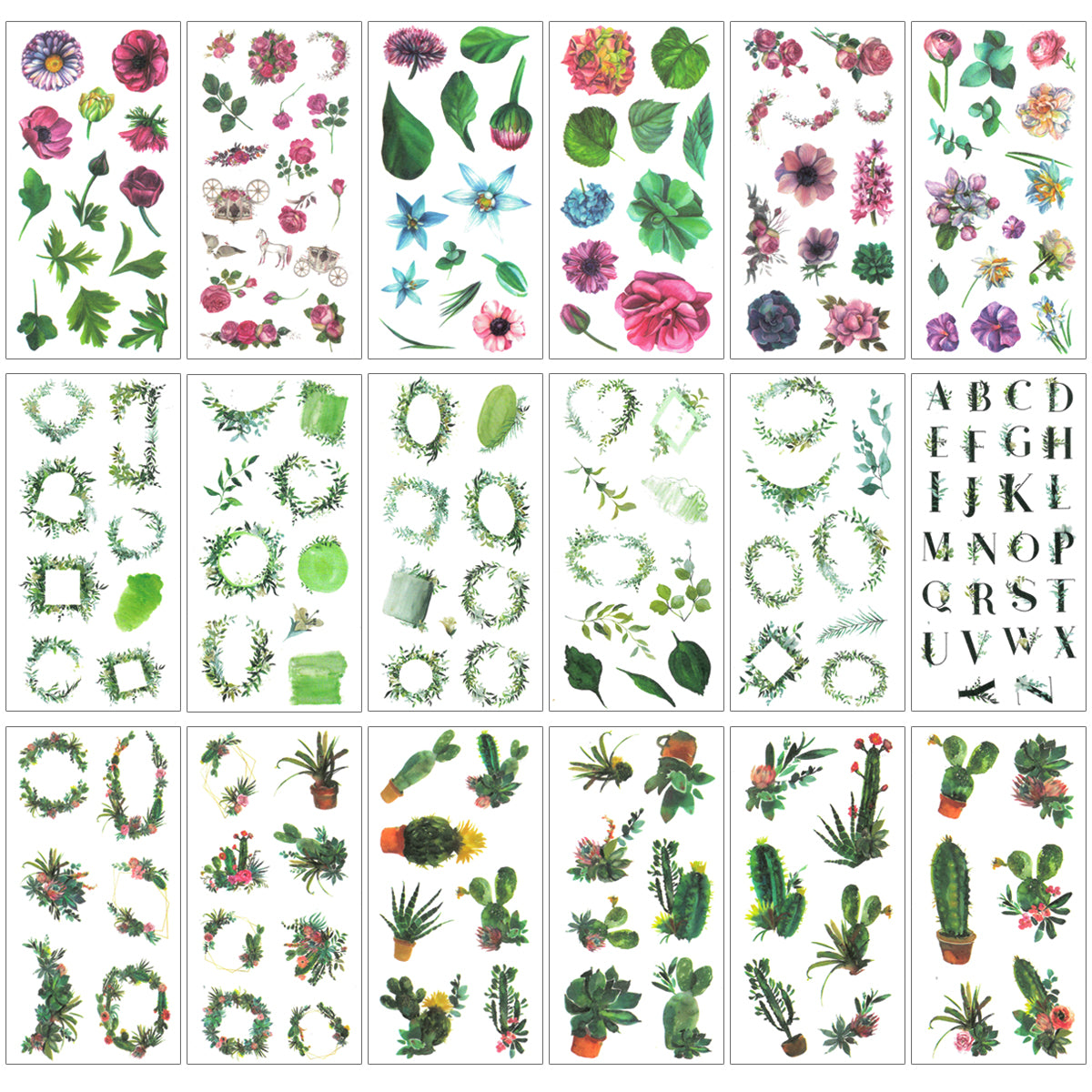 Wrapables Washi Stickers Sets for Scrapbooking, DIY Crafts for Stationery, Diary, Card Making
