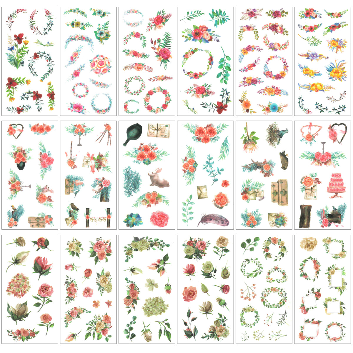 Wrapables Washi Stickers Sets for Scrapbooking, DIY Crafts for Stationery, Diary, Card Making