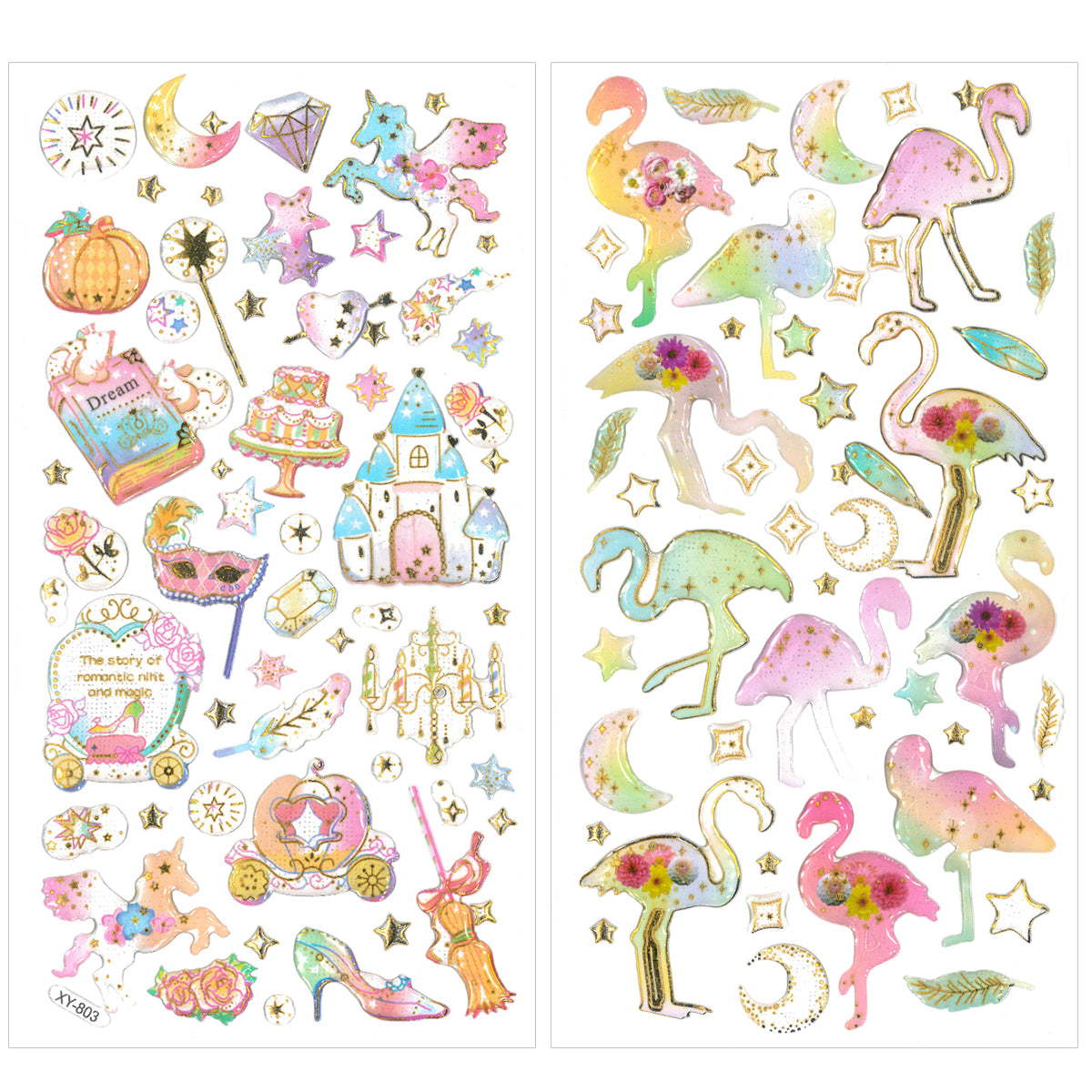 Wrapables 3D Epoxy Stickers for Scrapbooking, Journal, Planner, Decals for Phone or Notebook (4 Sheets)