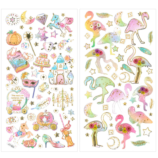 Wrapables 3D Epoxy Stickers for Scrapbooking, Journal, Planner, Decals for Phone or Notebook (4 Sheets)
